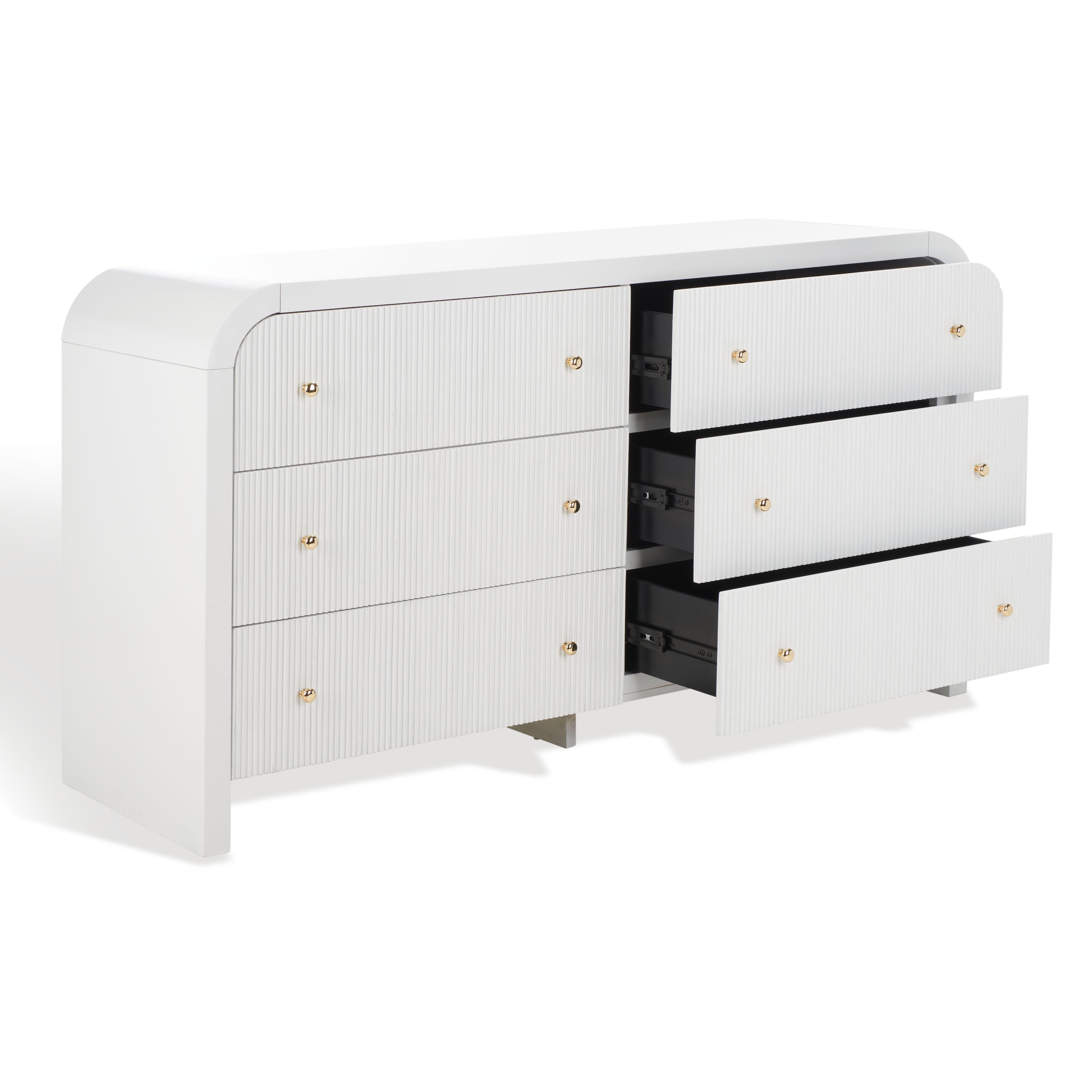 Safavieh Liabella 6 Drawer Dresser, White/Gold, large