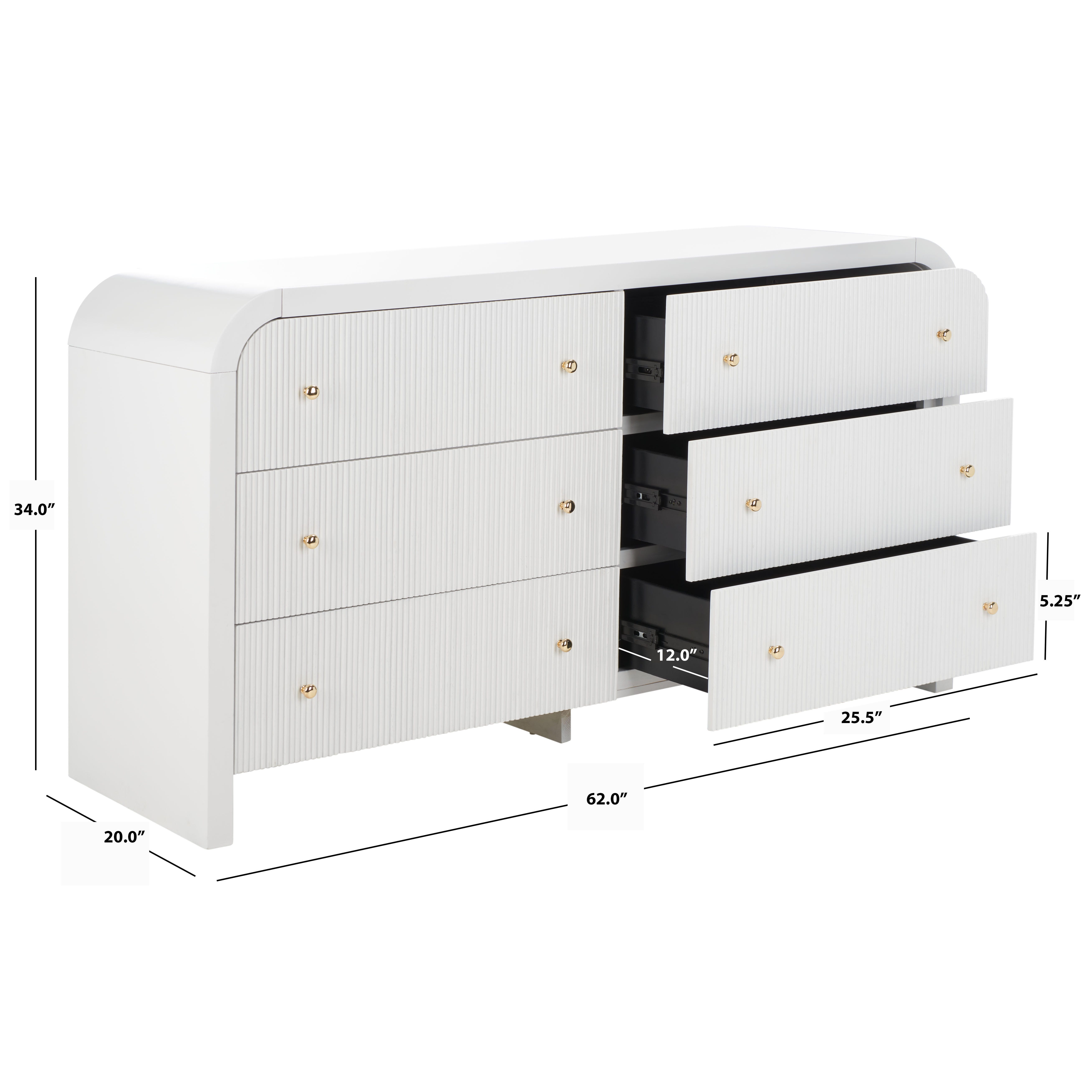 Safavieh Liabella 6 Drawer Dresser, White/Gold, large