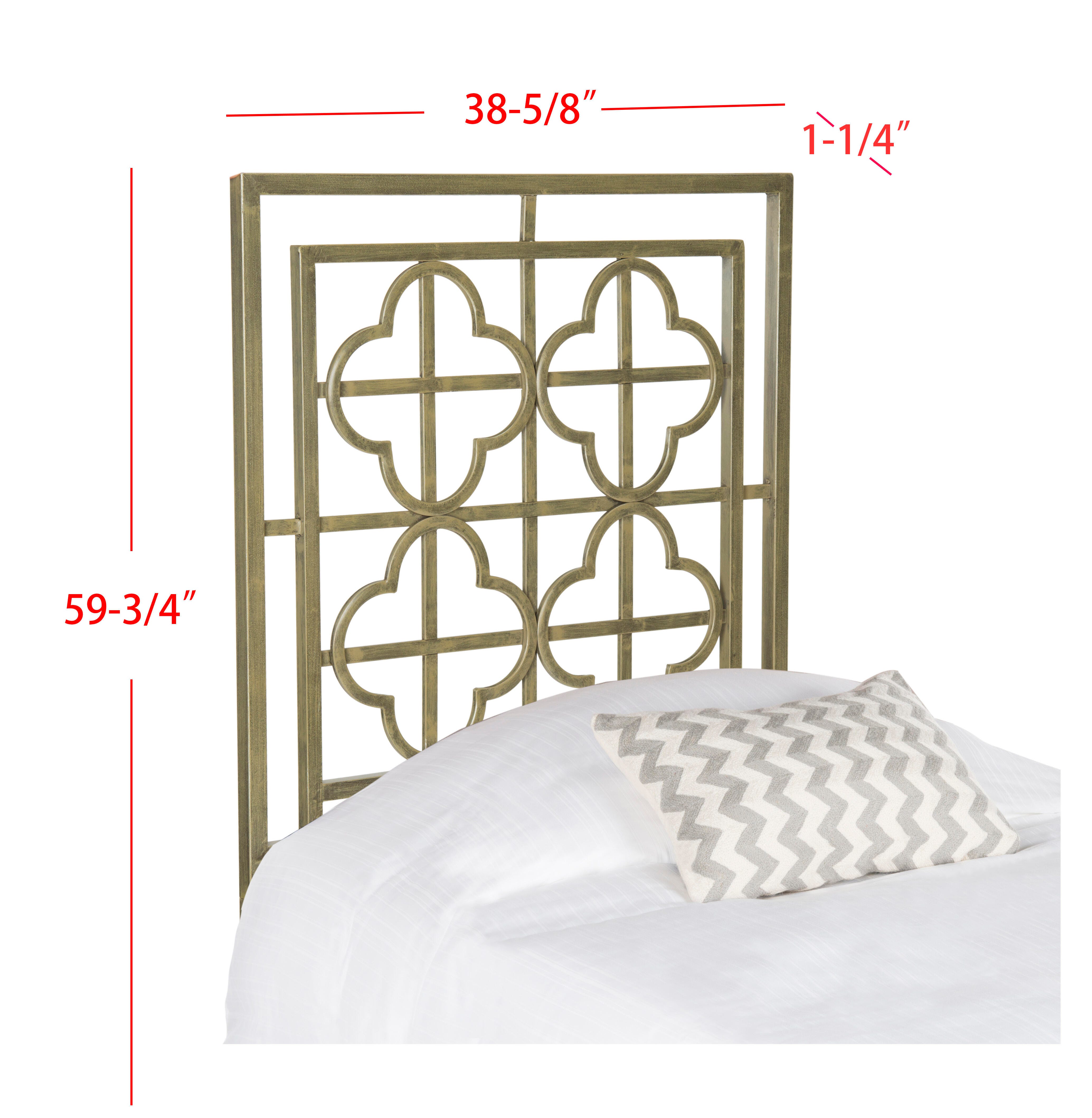 Safavieh Lucinda King Open Quatrefoil Headboard, Distressed Brass, large
