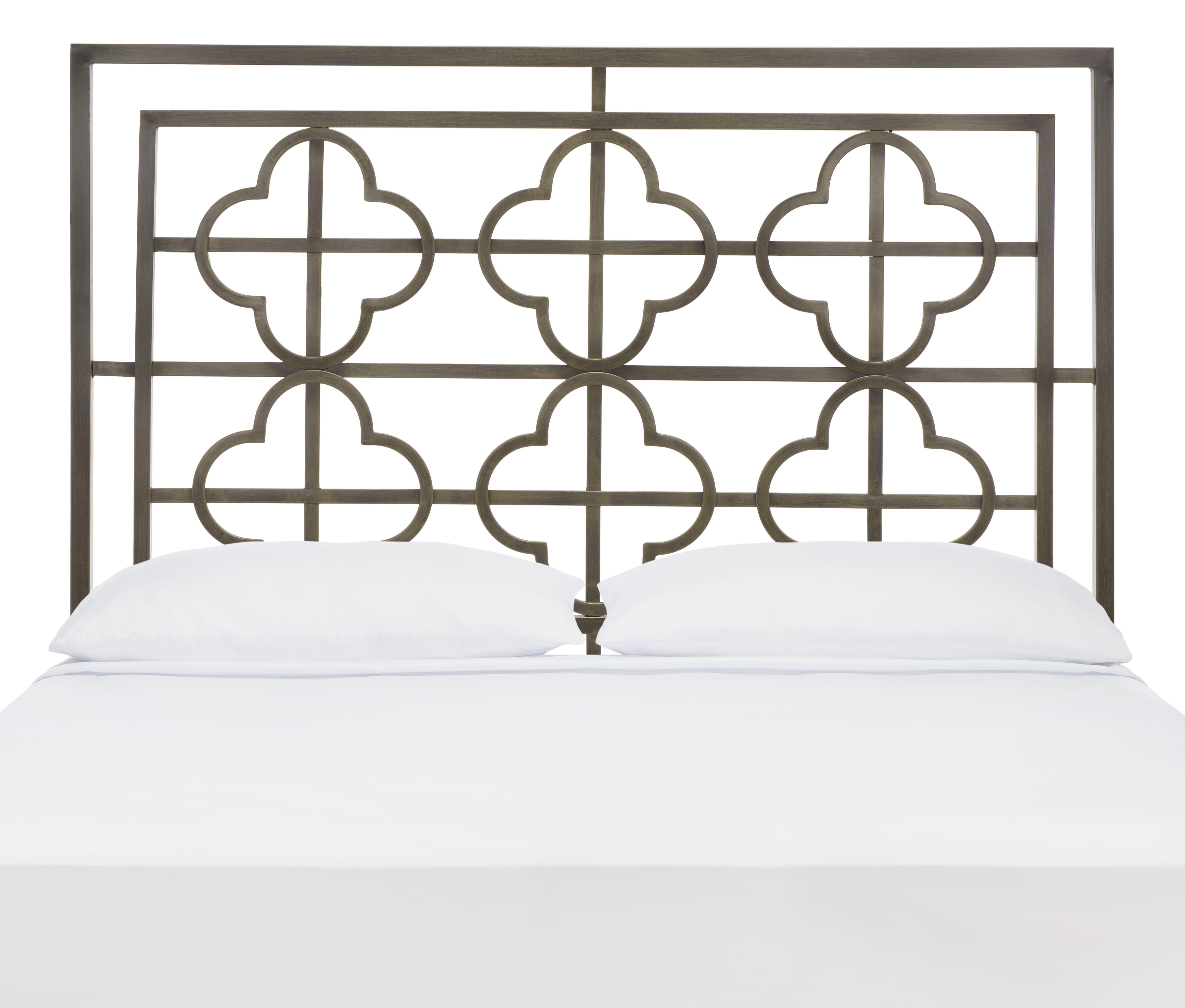 Safavieh Lucinda King Open Quatrefoil Headboard, Distressed Brass, large