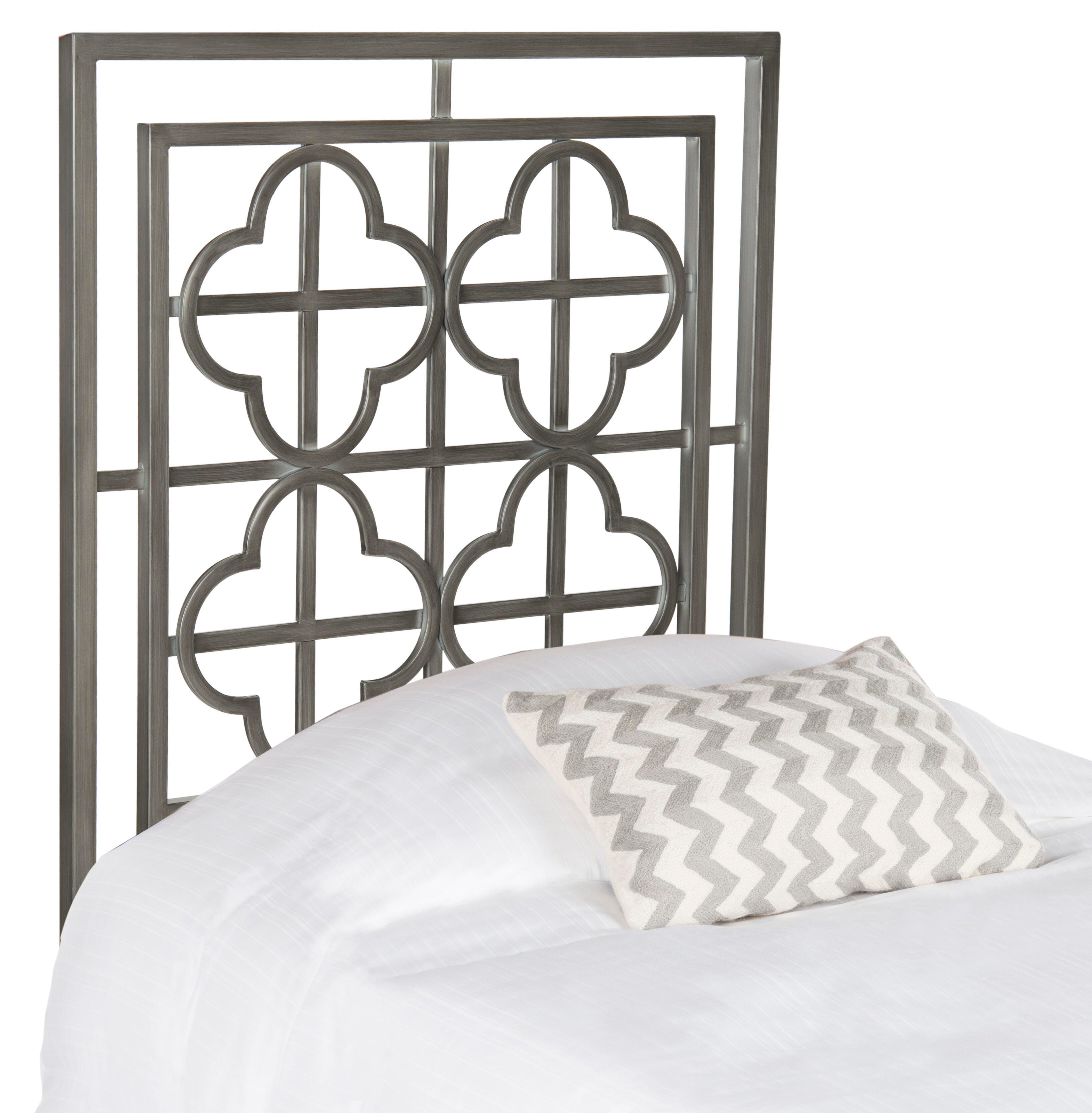 Safavieh Lucinda King Open Quatrefoil Headboard, Antique Iron, large
