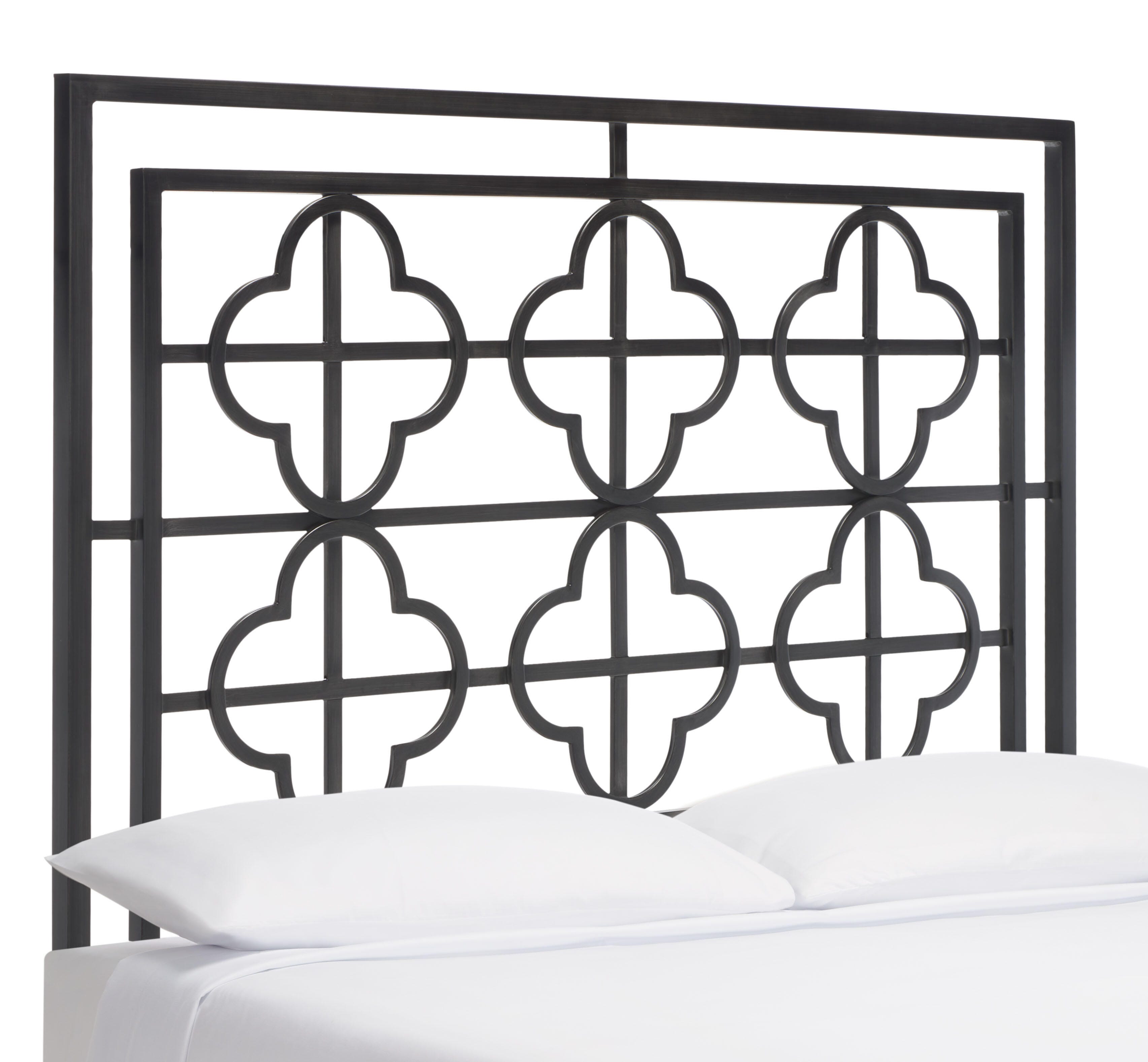 Safavieh Lucinda King Open Quatrefoil Headboard, Antique Iron, large