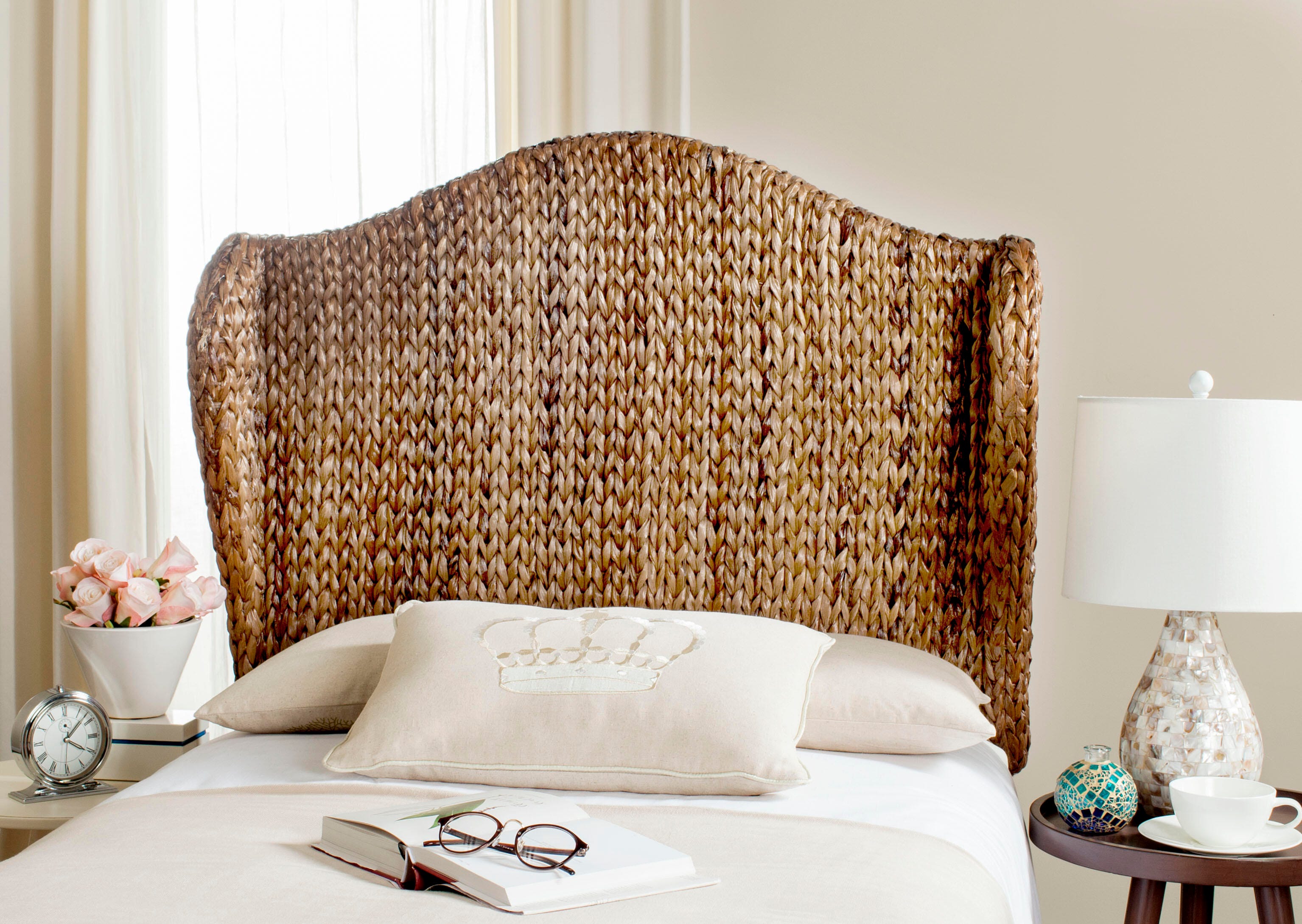 Safavieh Nadine King Winged Headboard, Brown, rollover