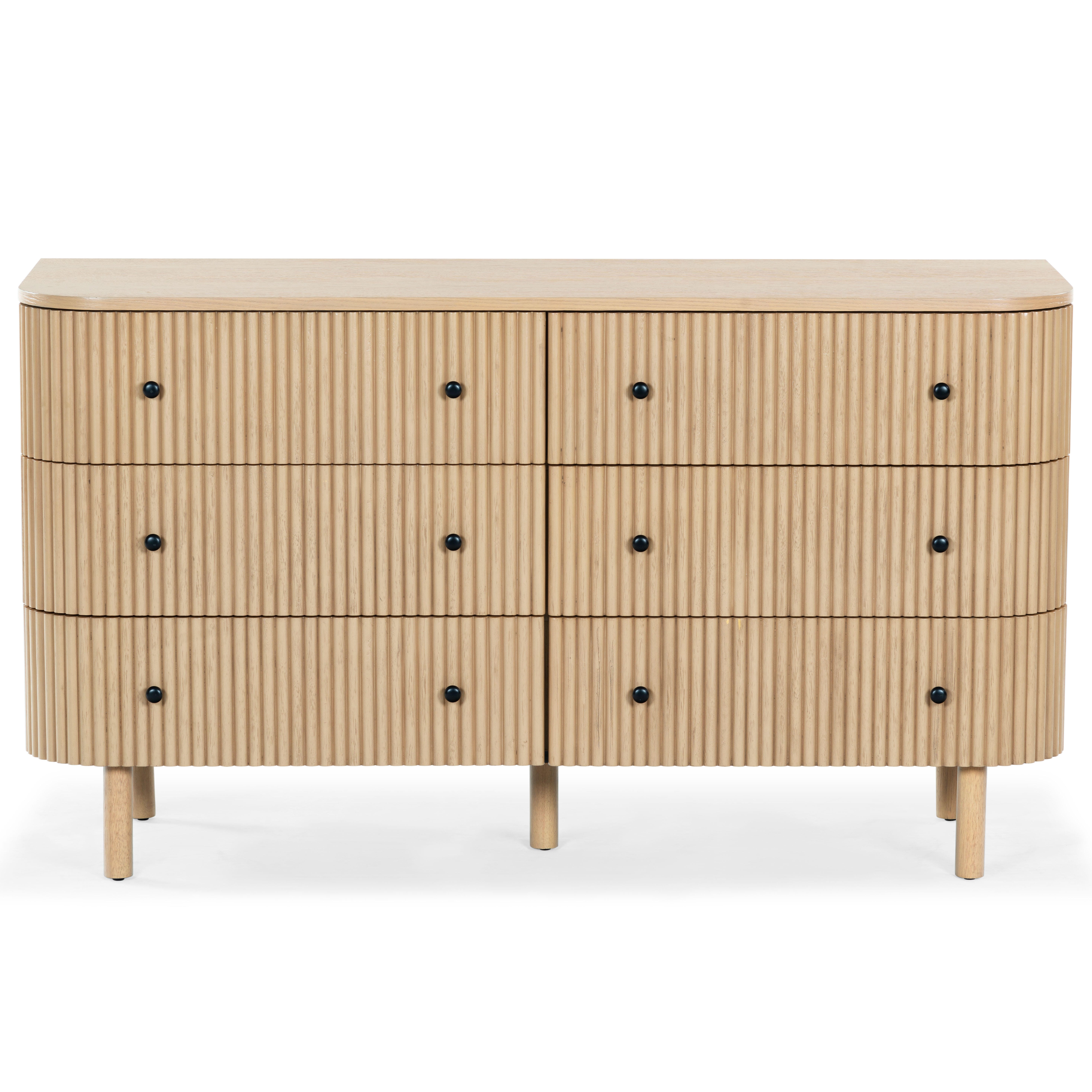 Safavieh Shelbie 6 Drawer Dresser, Oak/Black, large