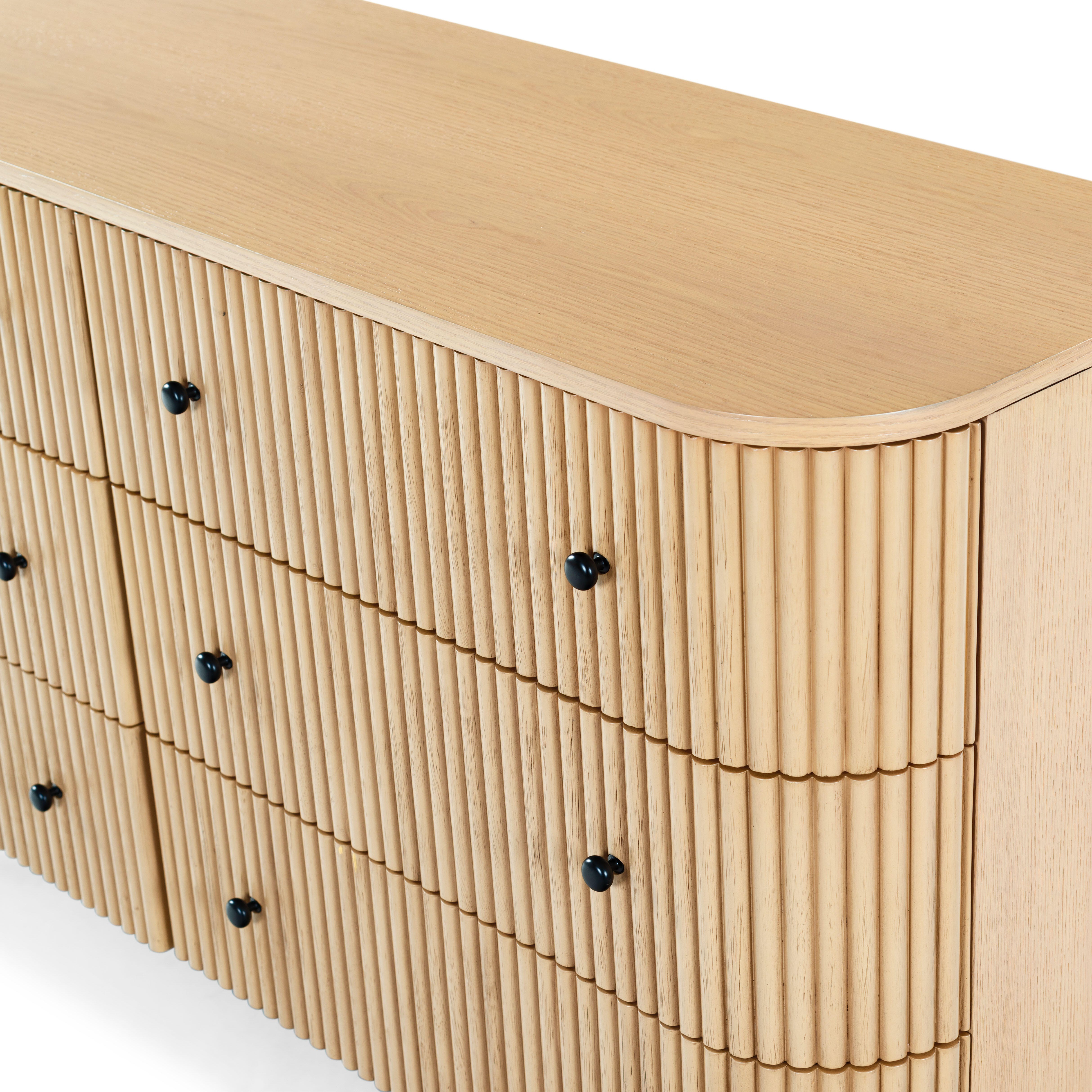 Safavieh Shelbie 6 Drawer Dresser, Oak/Black, large
