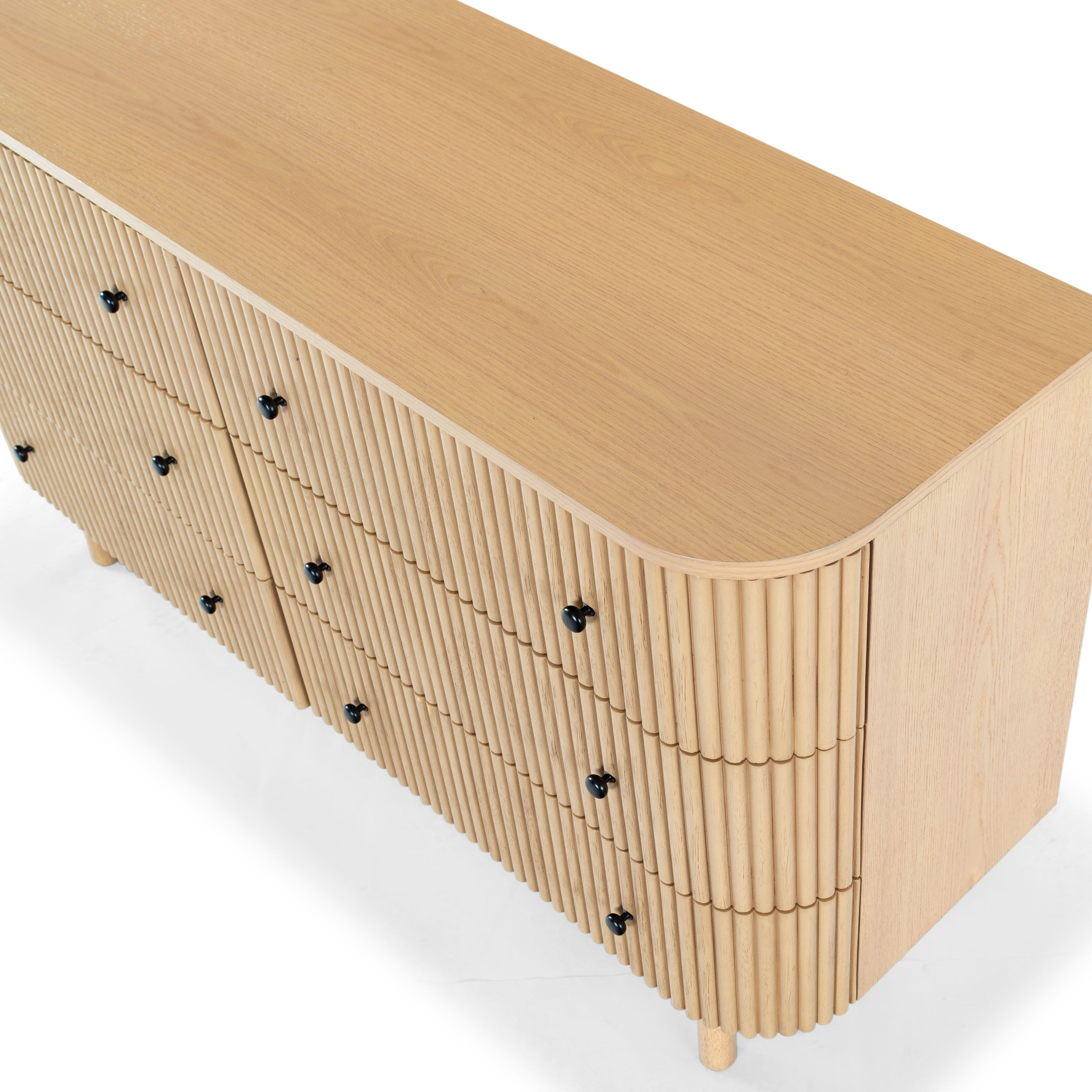 Safavieh Shelbie 6 Drawer Dresser, Oak/Black, large