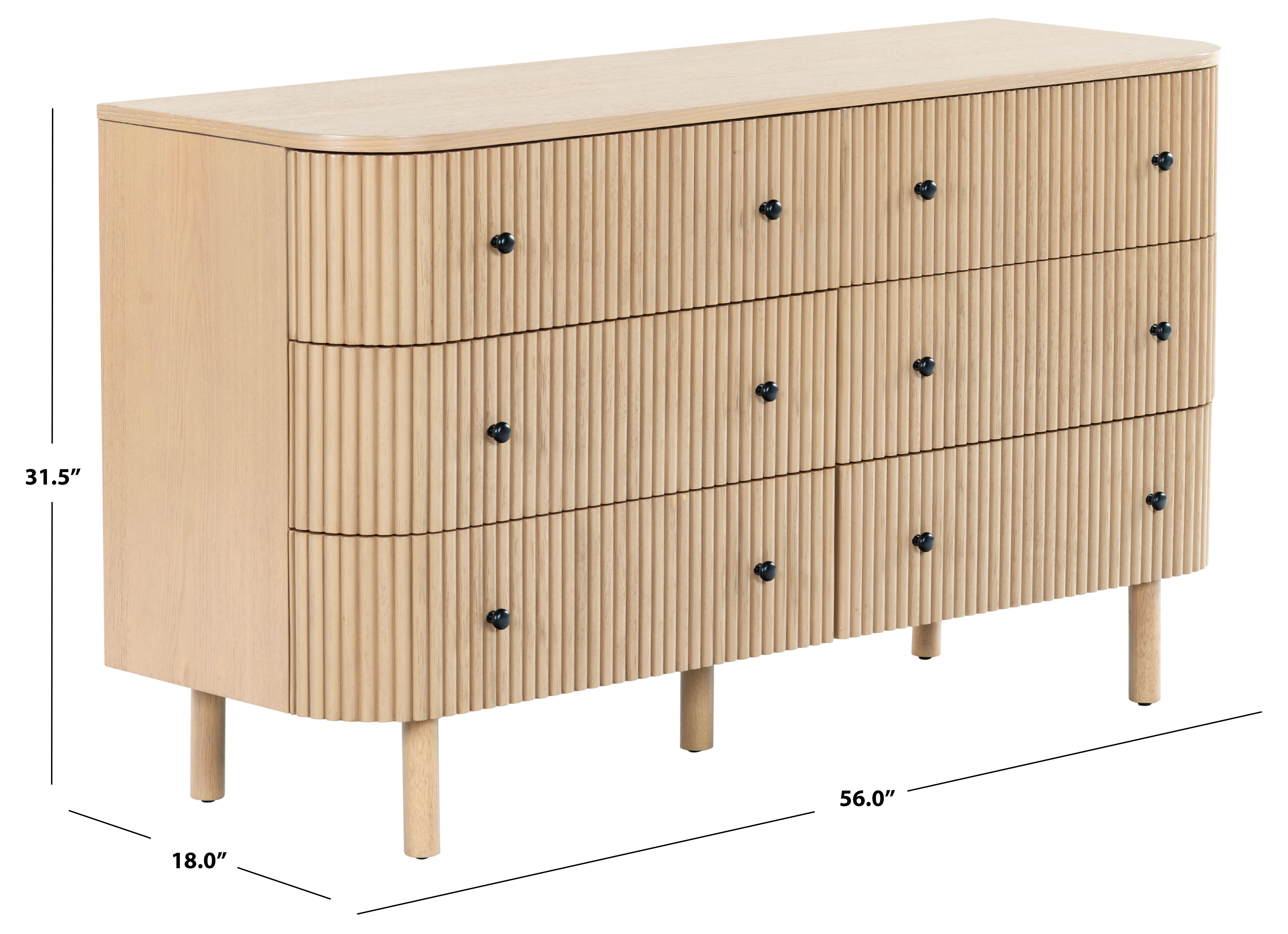 Safavieh Shelbie 6 Drawer Dresser, Oak/Black, large