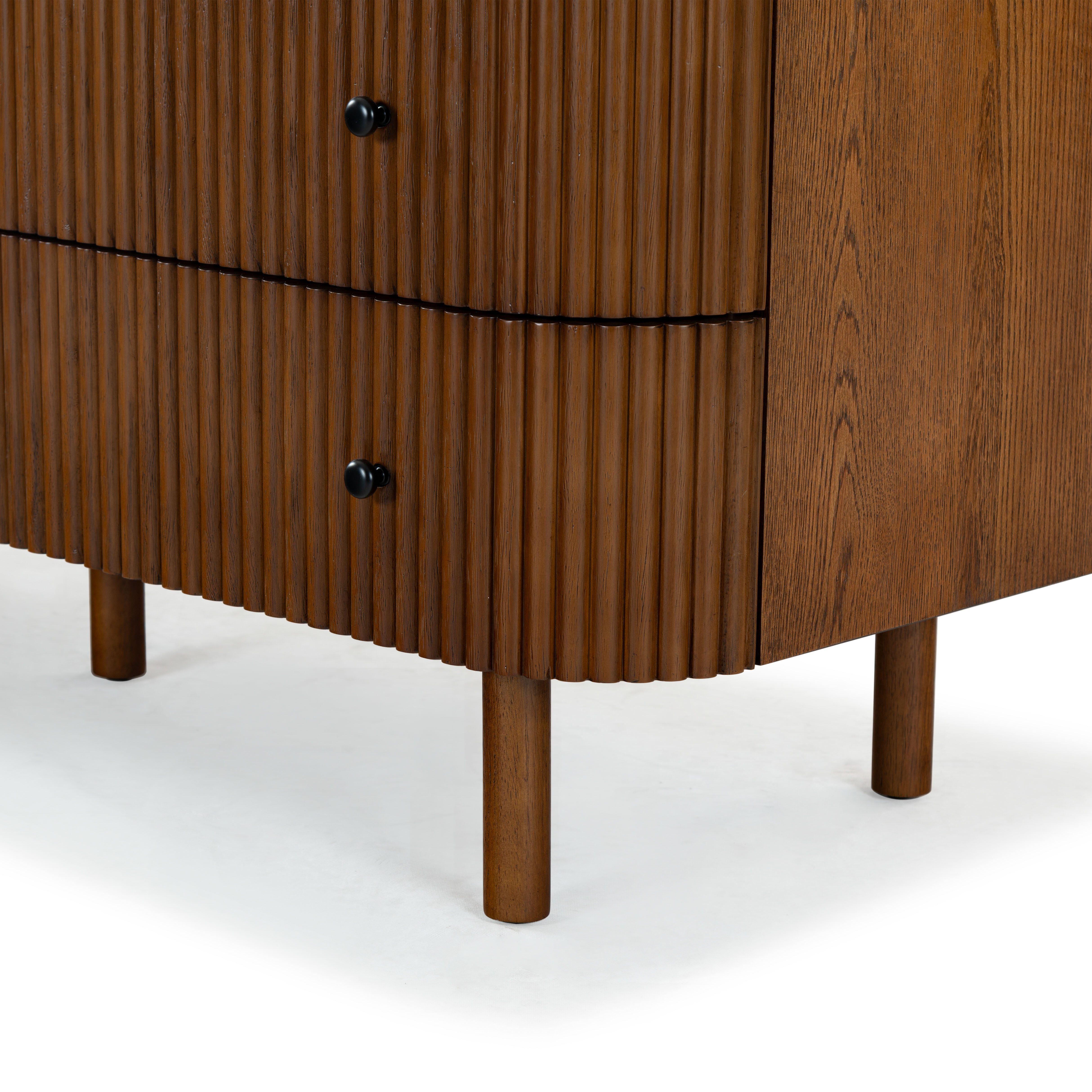 Safavieh Shelbie 6 Drawer Dresser, Medium Oak/Black, large