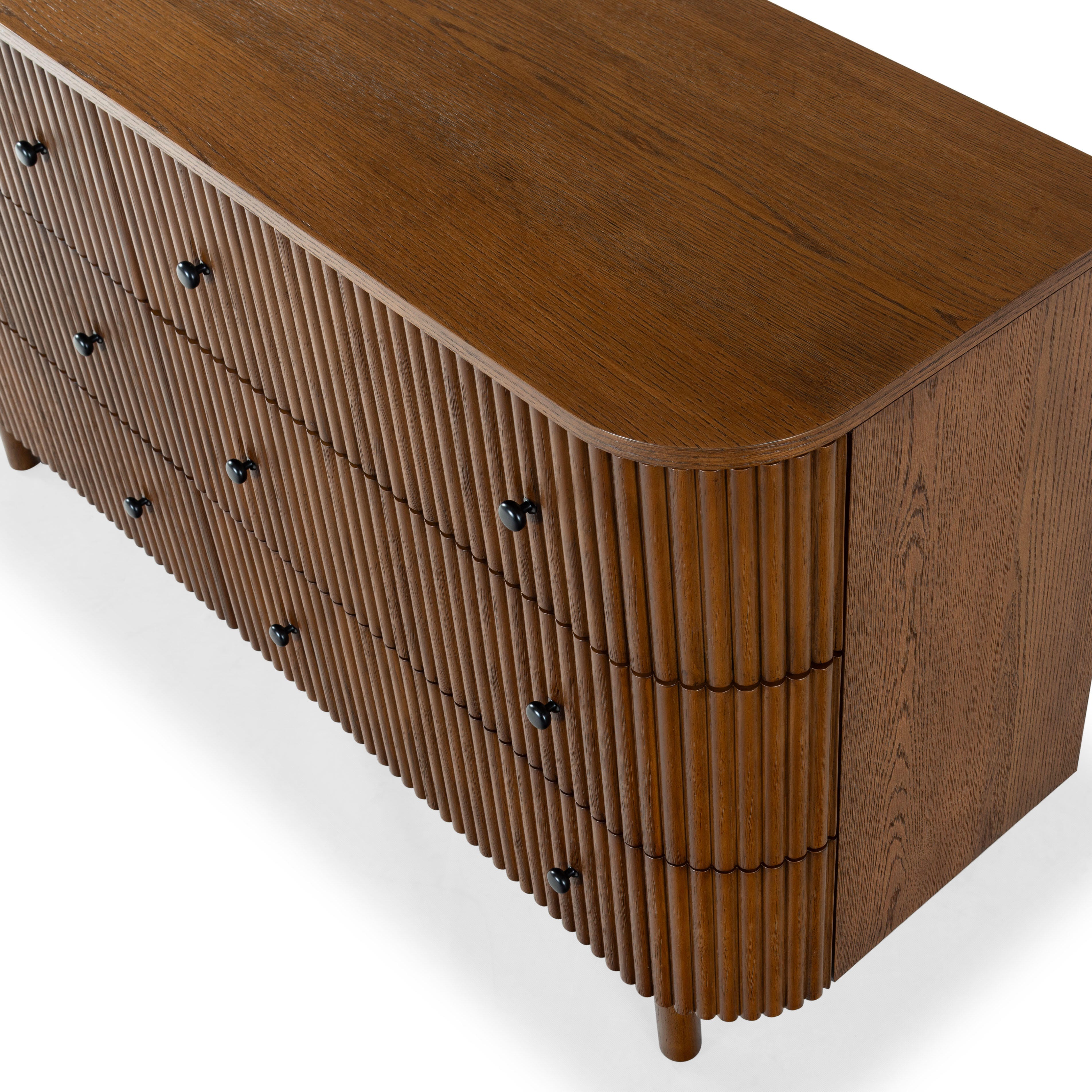 Safavieh Shelbie 6 Drawer Dresser, Medium Oak/Black, large