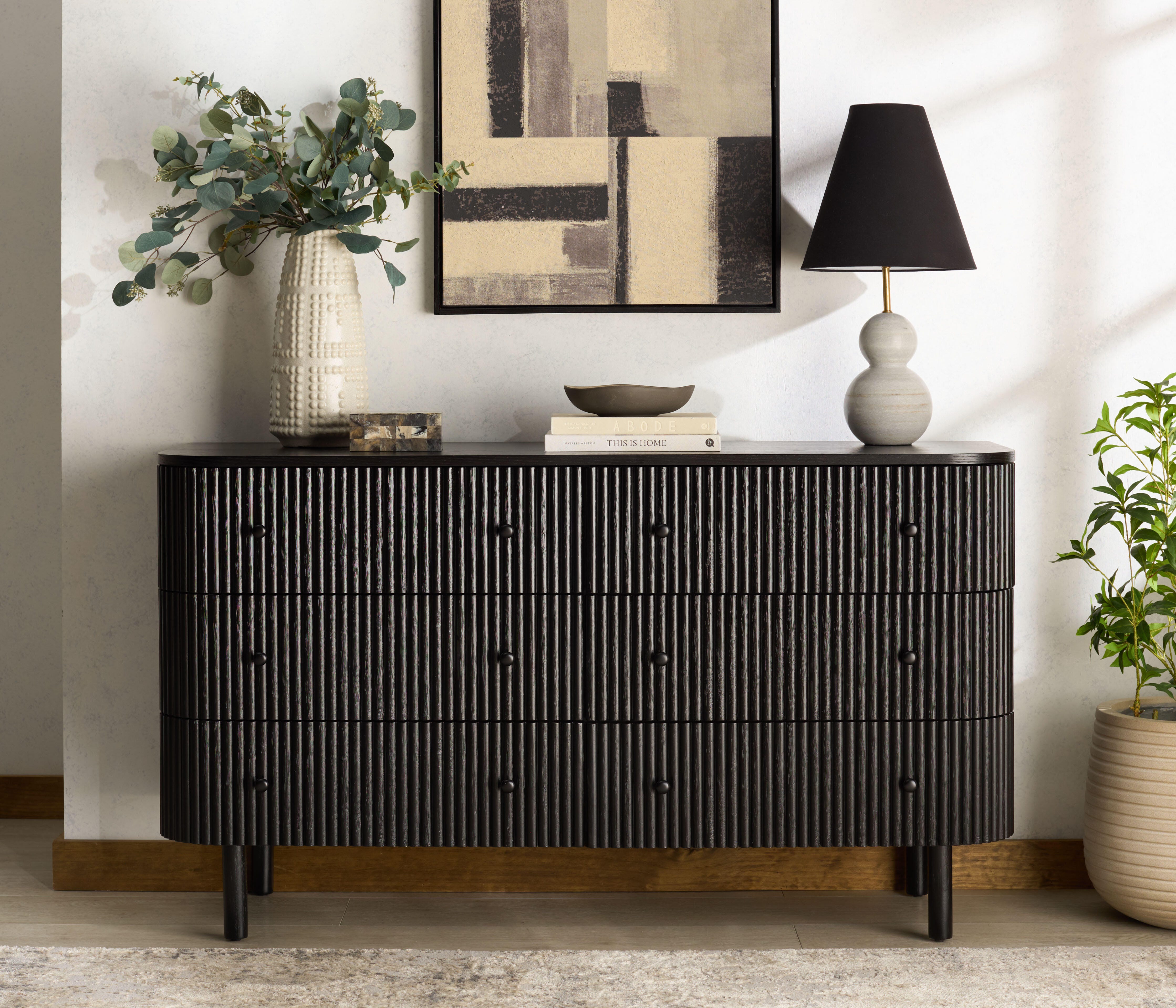 Safavieh Shelbie 6 Drawer Dresser, Black/Black, large