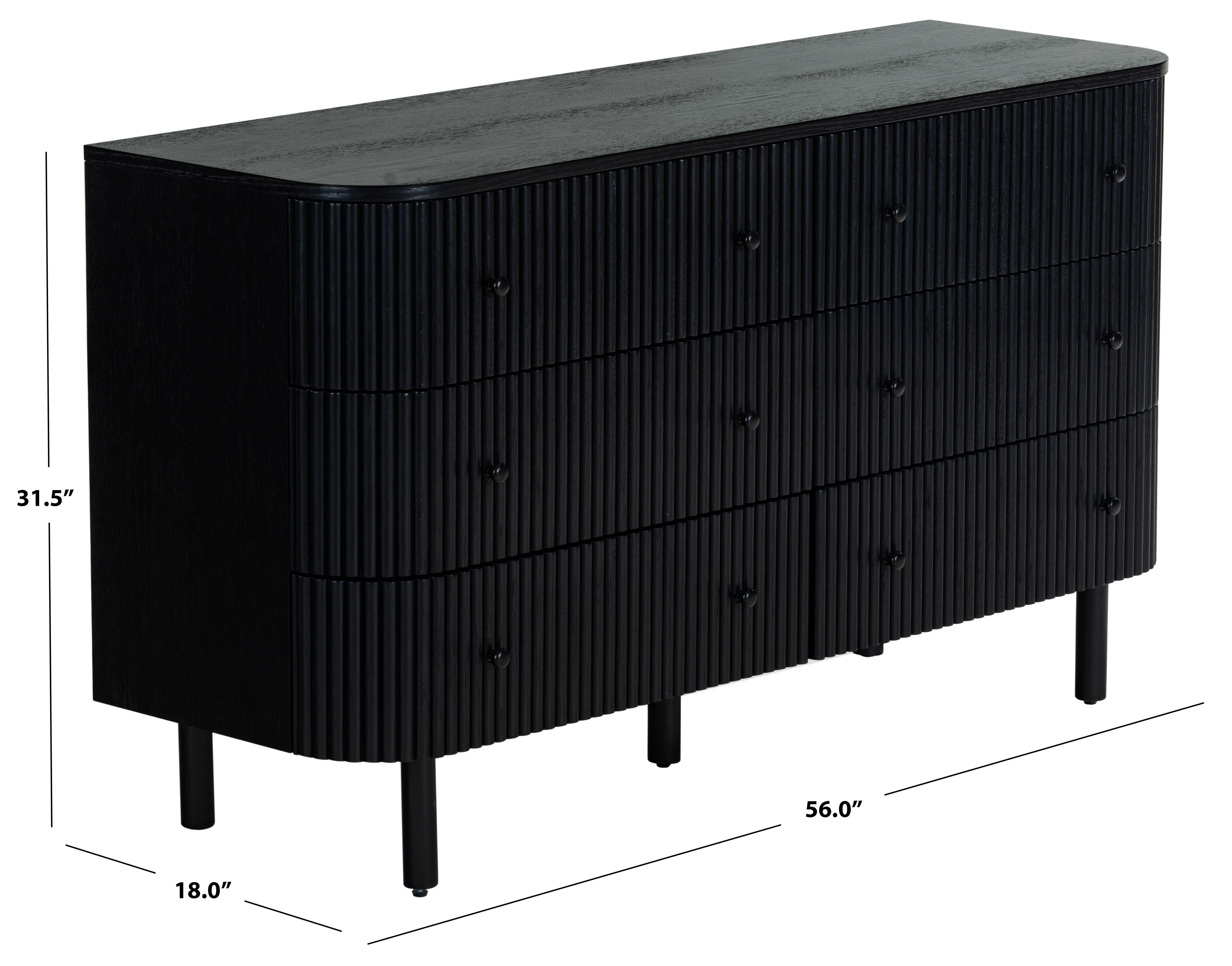 Safavieh Shelbie 6 Drawer Dresser, Black/Black, large