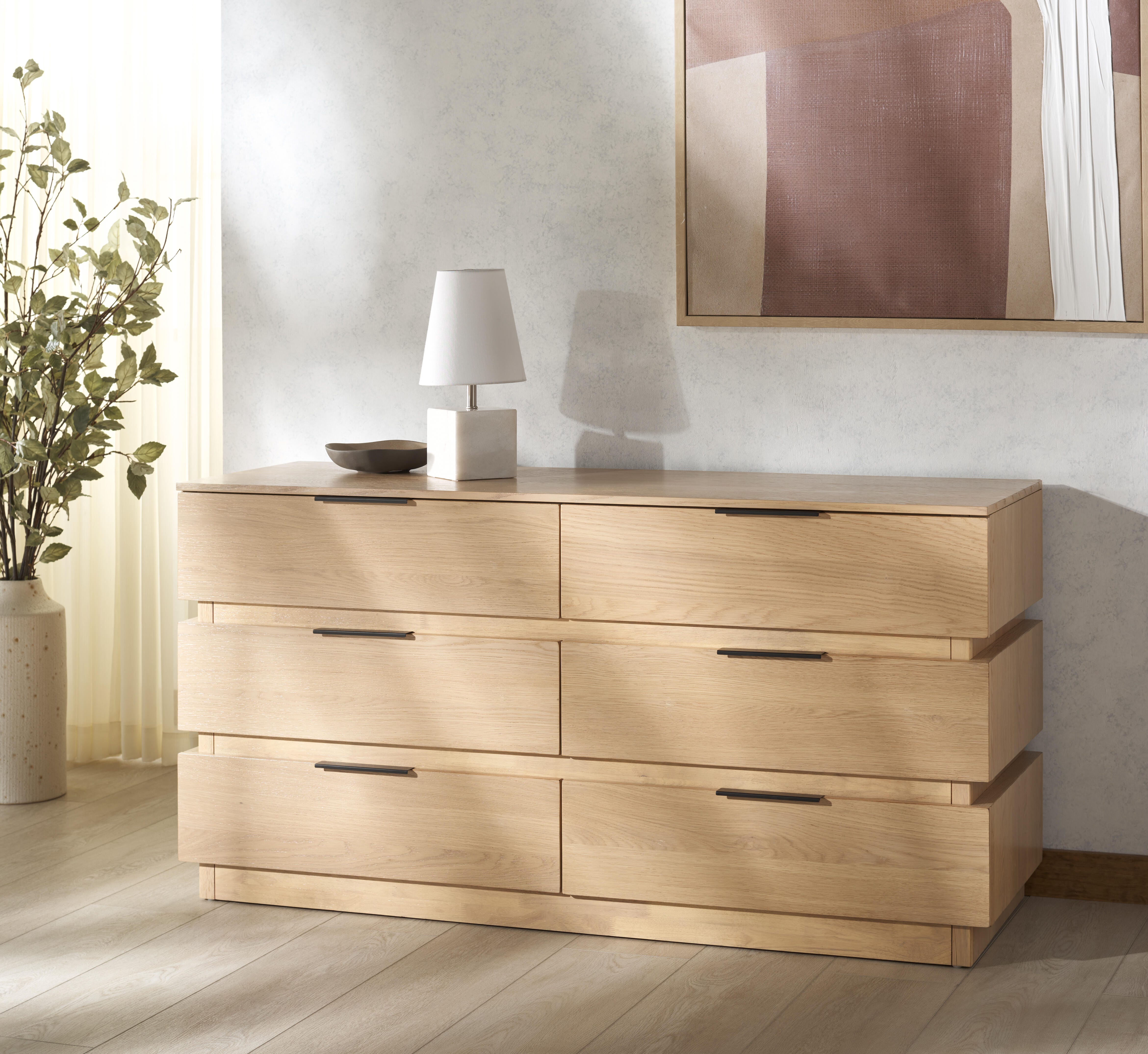 Safavieh Titus 6 Drawer Dresser, Oak, rollover
