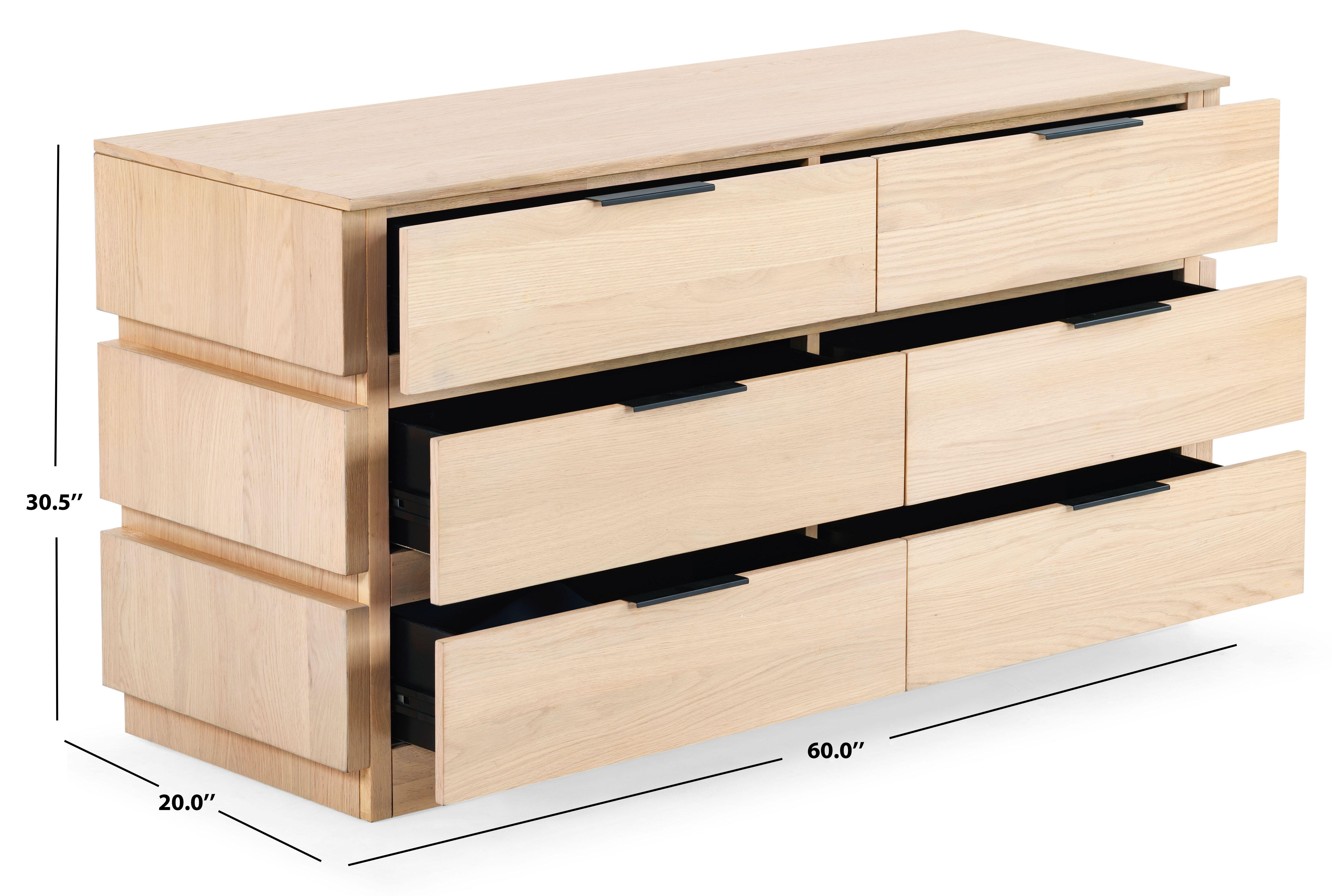 Safavieh Titus 6 Drawer Dresser, Oak, large