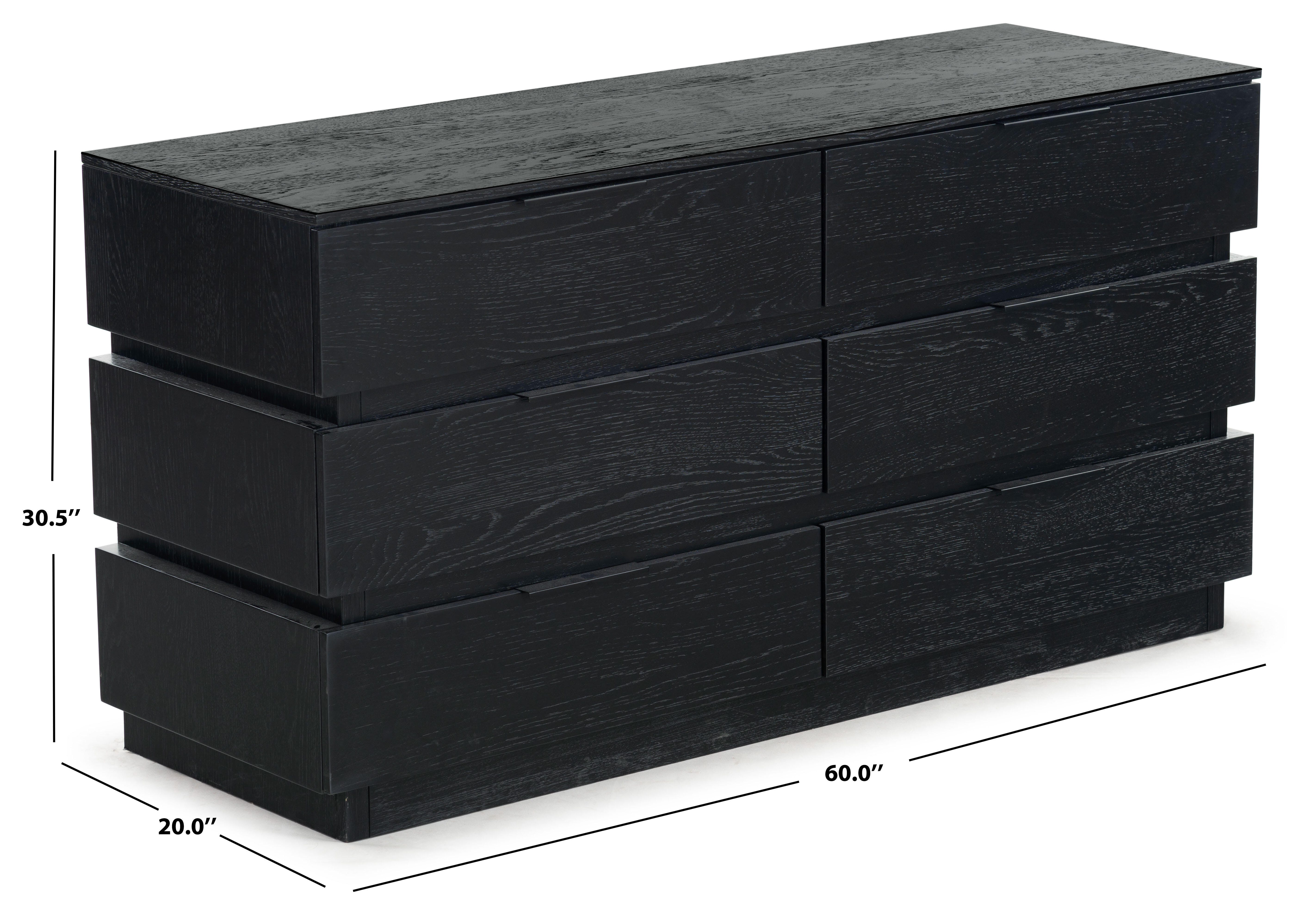 Safavieh Titus 6 Drawer Dresser, Black, large