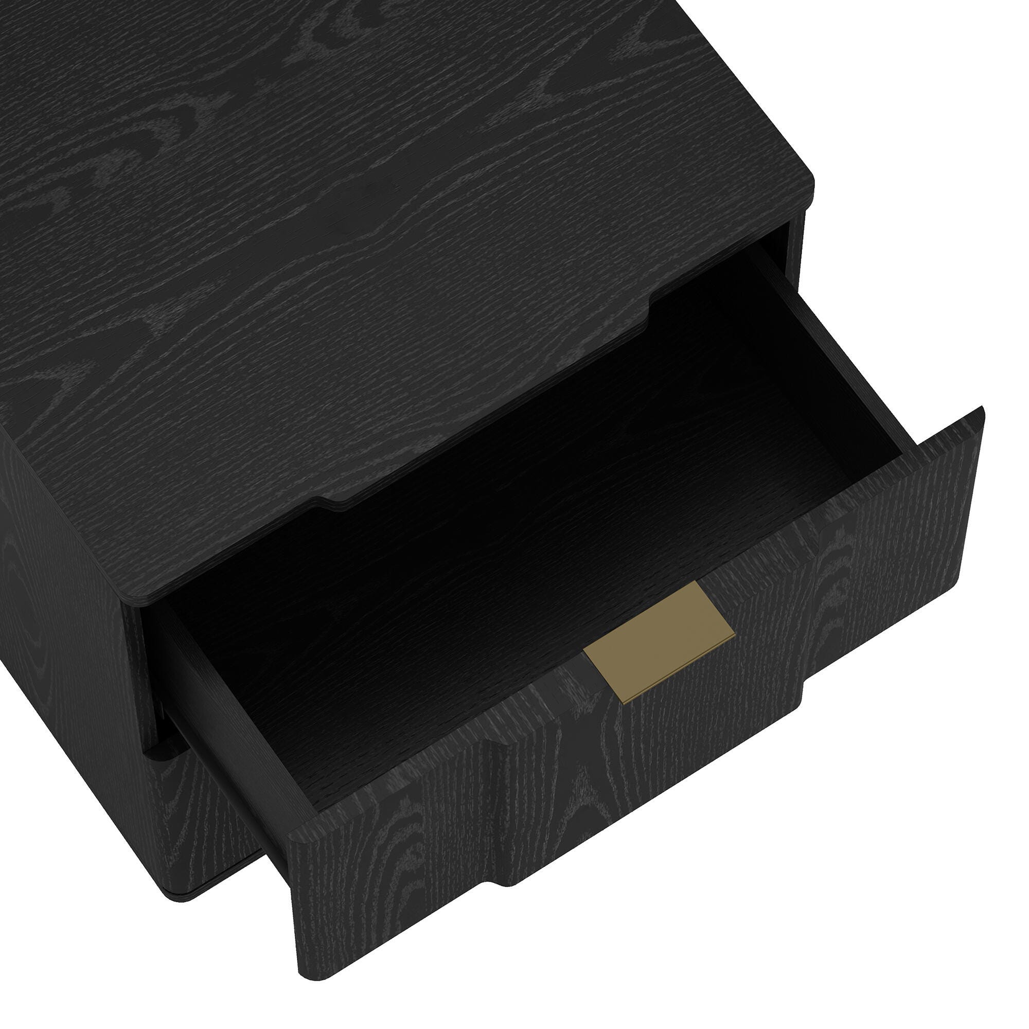 Manhattan Comfort Clive 22" 2 Drawer Nightstand, Black/Gold, large