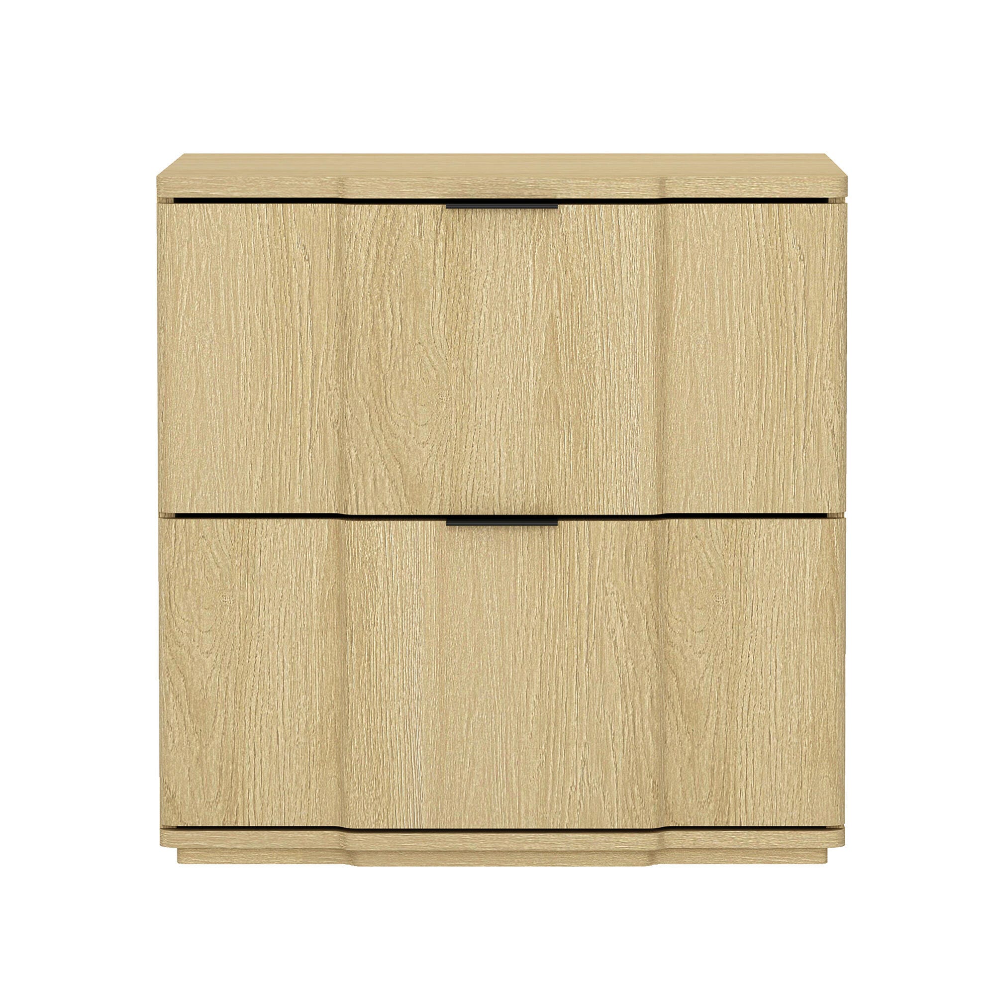 Manhattan Comfort Clive 22" 2 Drawer Nightstand, Natural/Black, large