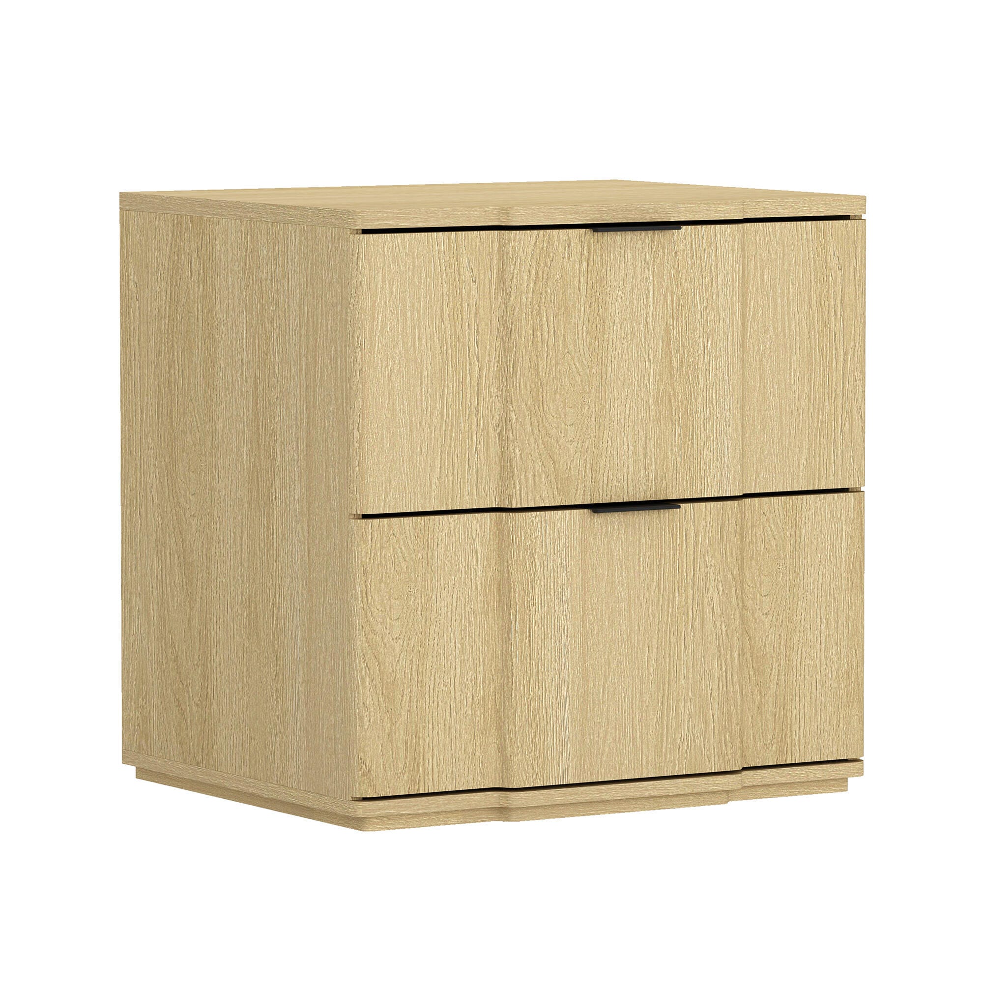 Manhattan Comfort Clive 22" 2 Drawer Nightstand, Natural/Black, large