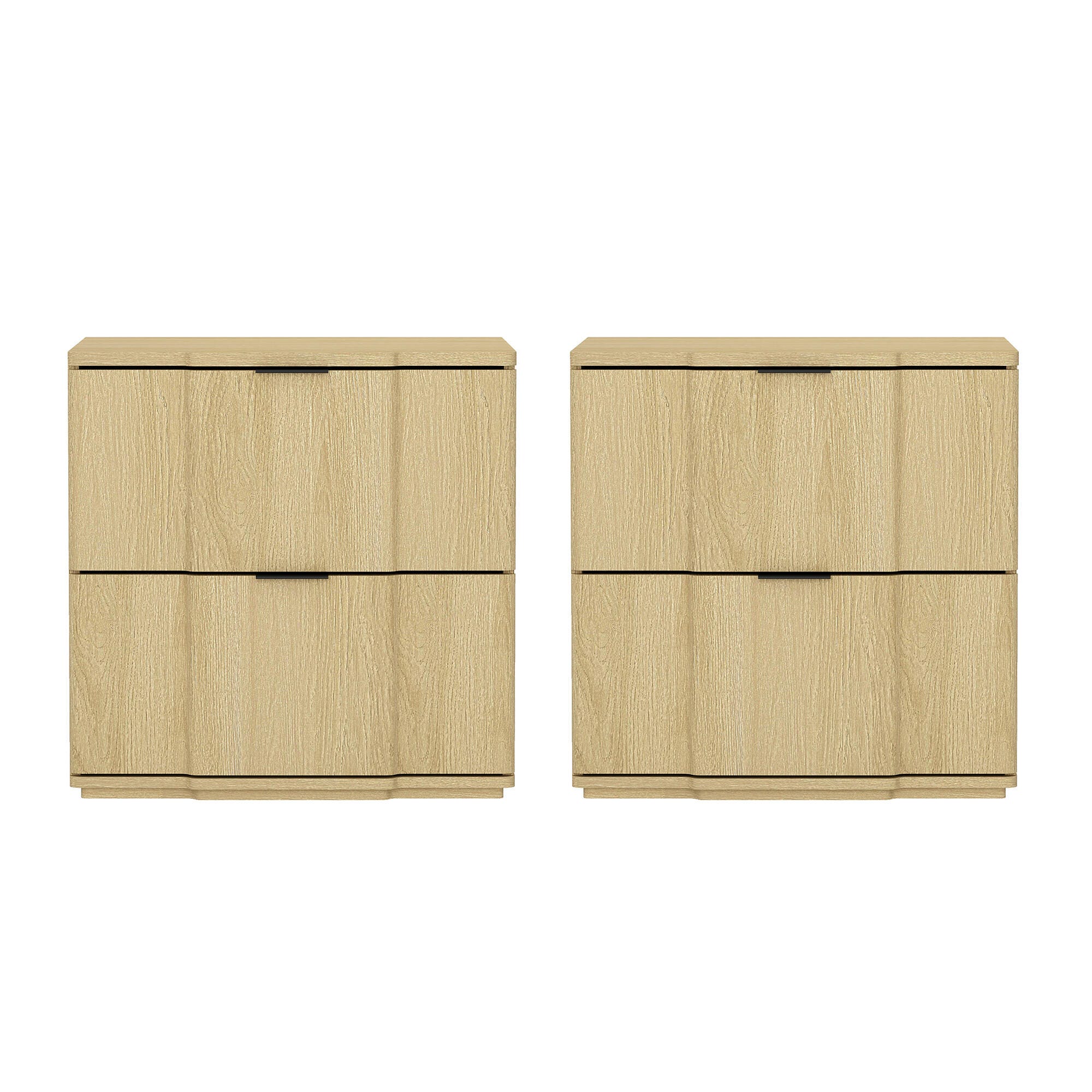Manhattan Comfort Clive 22" 2 Drawer Nightstand, Natural/Black, large
