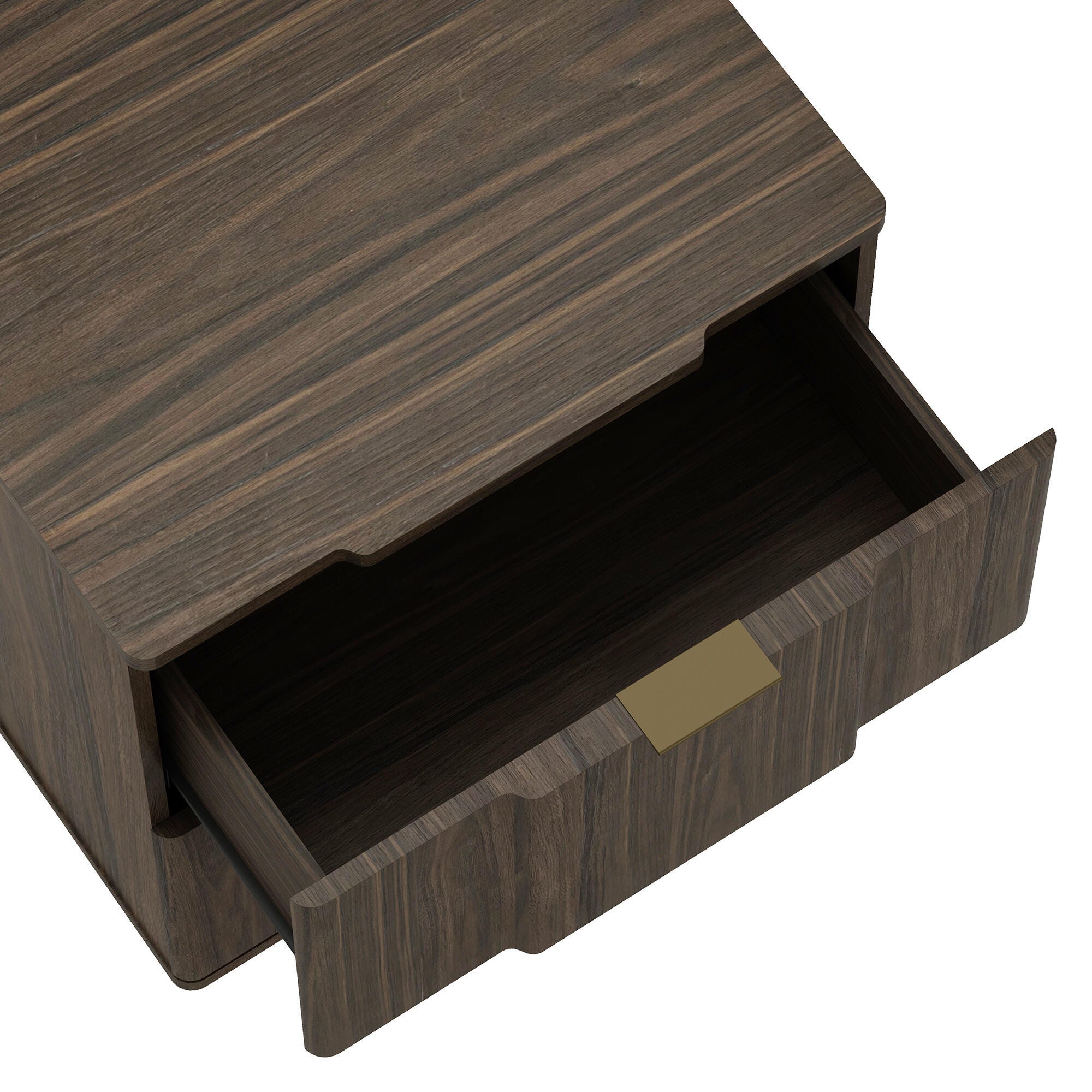 Manhattan Comfort Clive 22" 2 Drawer Nightstand, Walnut/Gold, large