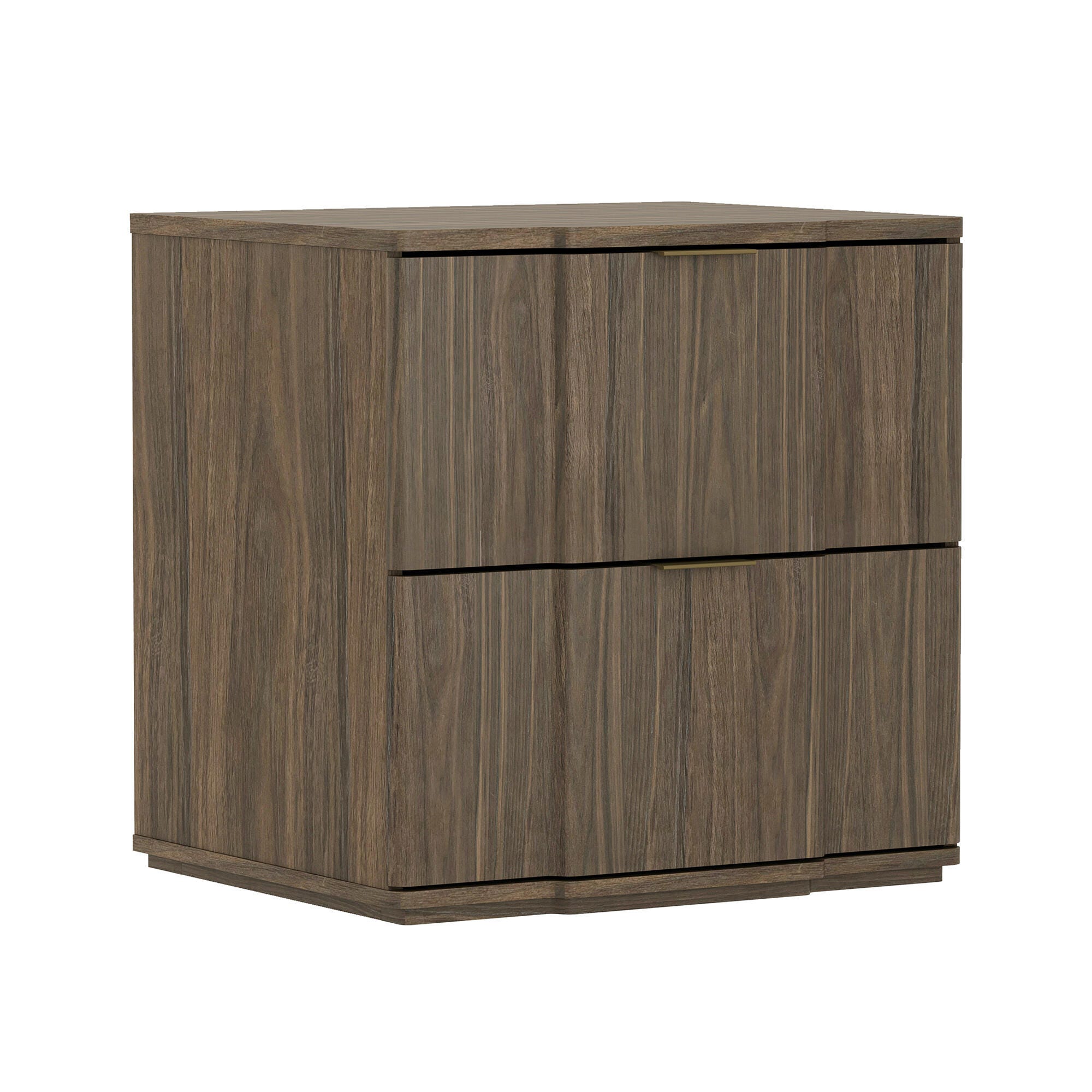 Manhattan Comfort Clive 22" 2 Drawer Nightstand, Walnut/Gold, large