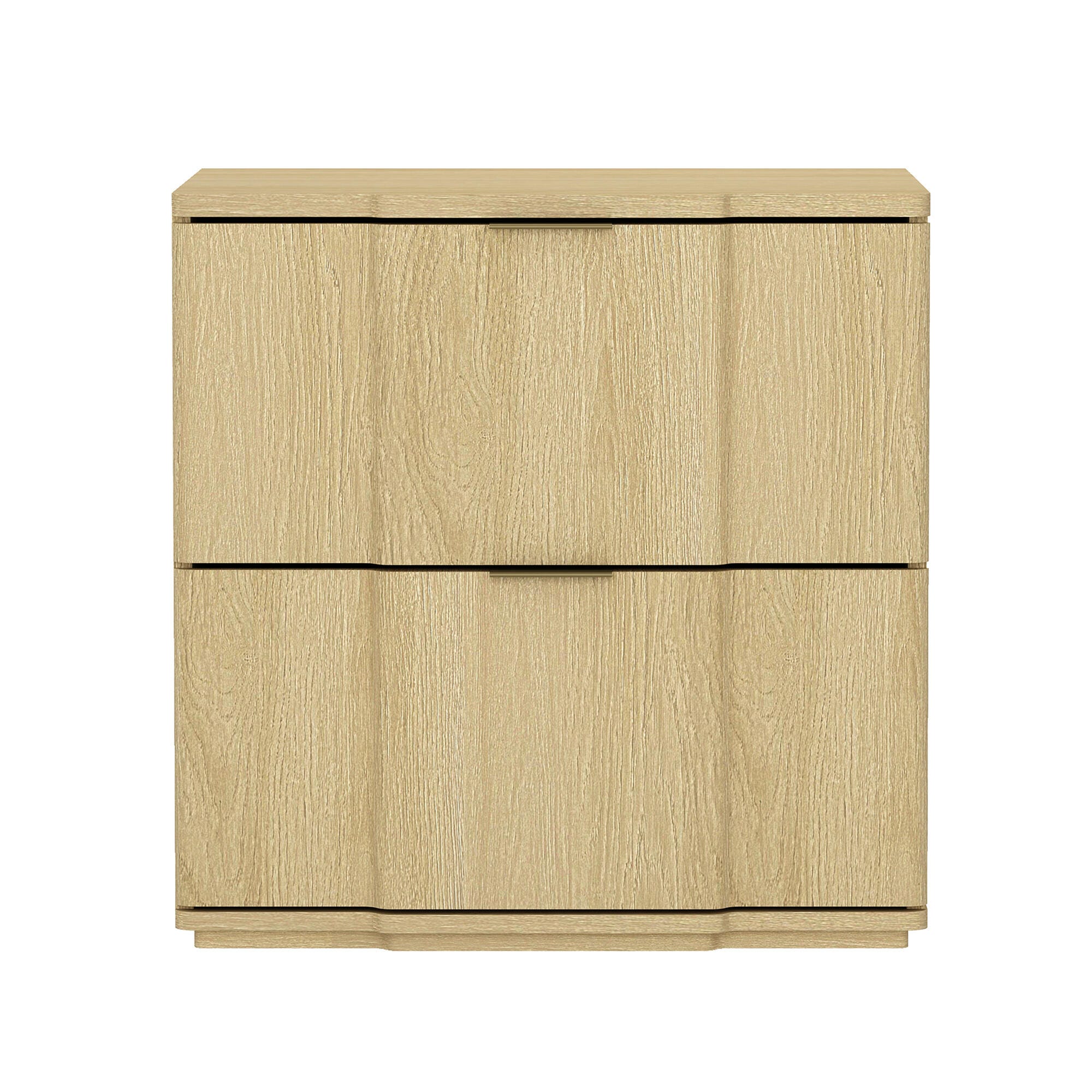 Manhattan Comfort Clive 22" 2 Drawer Nightstand, Natural/Gold, large