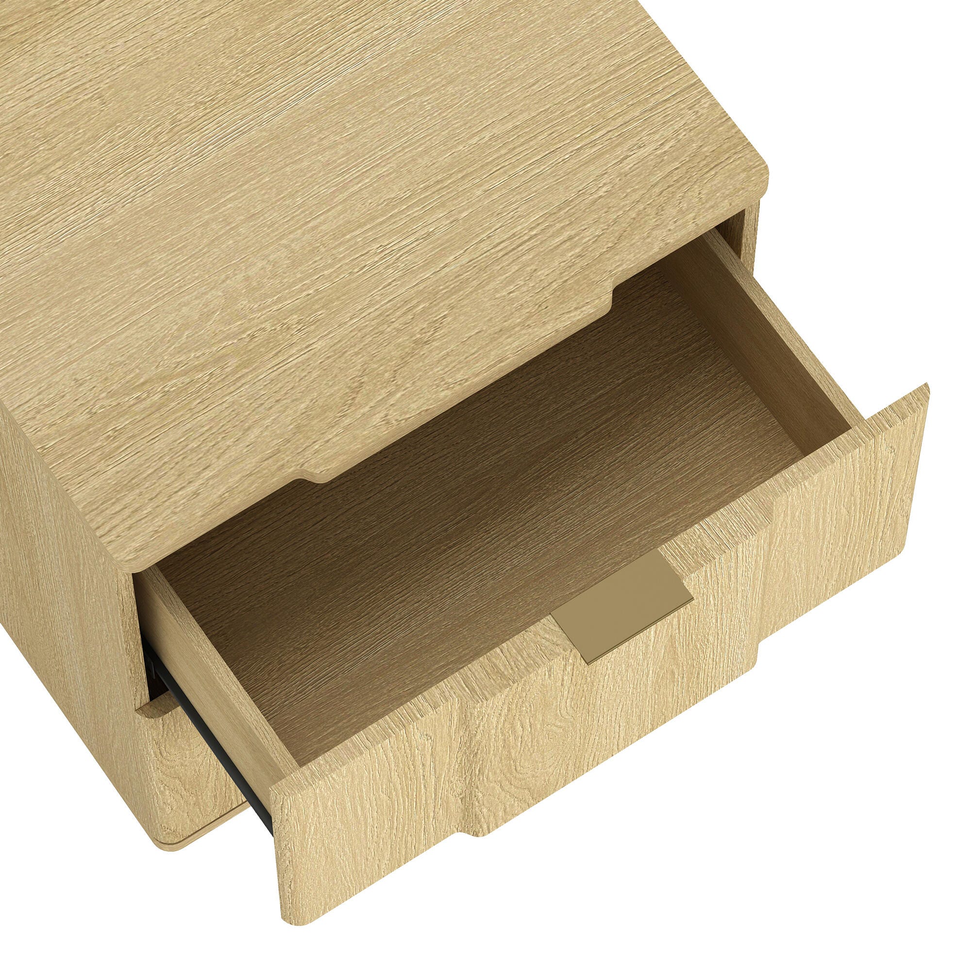 Manhattan Comfort Clive 22" 2 Drawer Nightstand, Natural/Gold, large