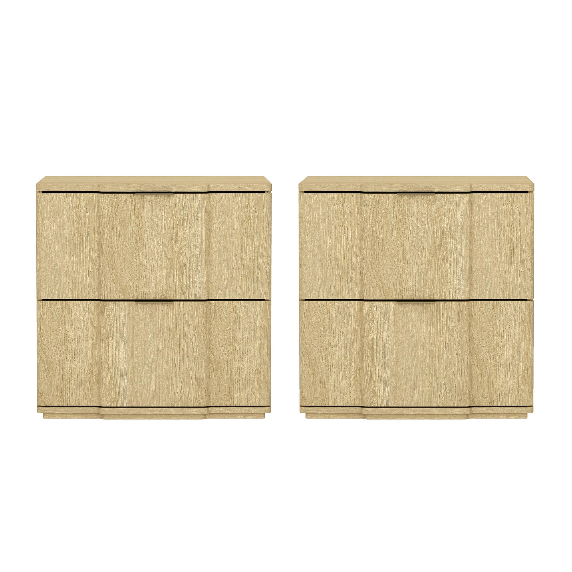 Manhattan Comfort Clive 22" 2 Drawer Nightstand, Natural/Gold, large