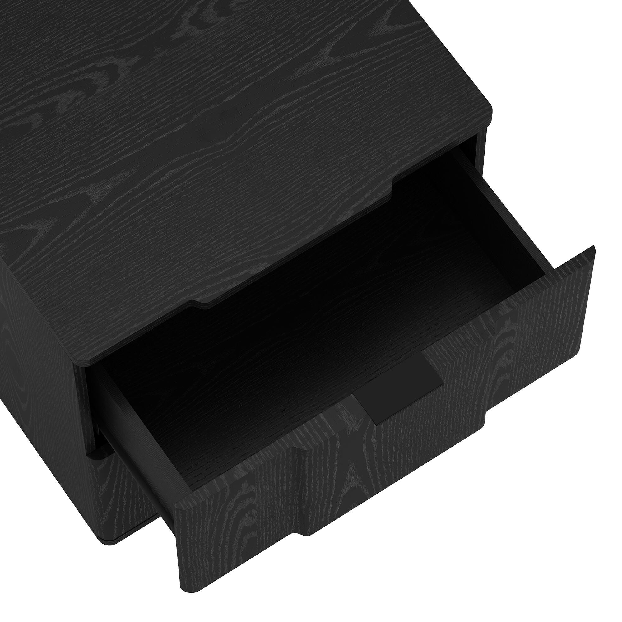 Manhattan Comfort Clive 22" 2 Drawer Nightstand, Black, large