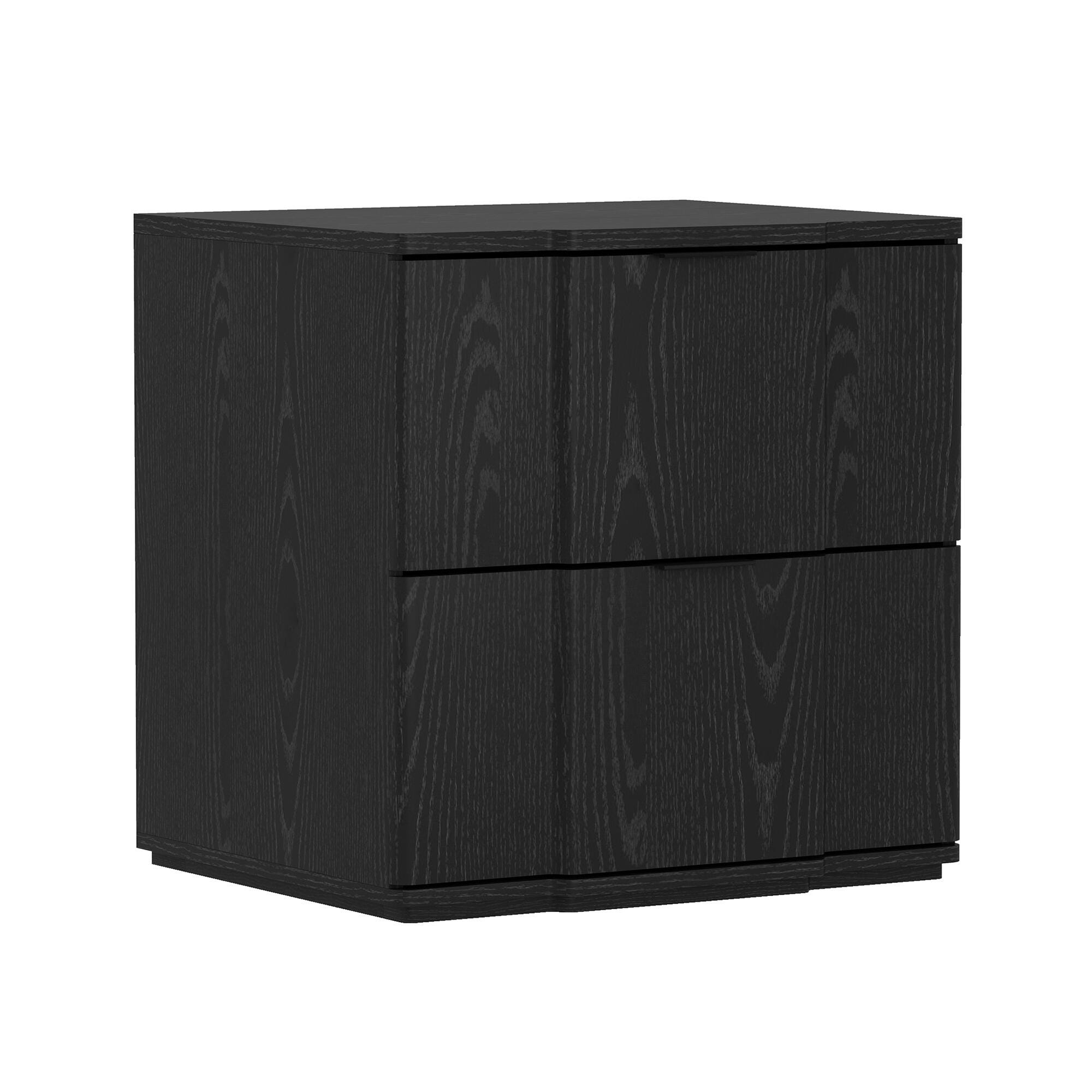 Manhattan Comfort Clive 22" 2 Drawer Nightstand, Black, large