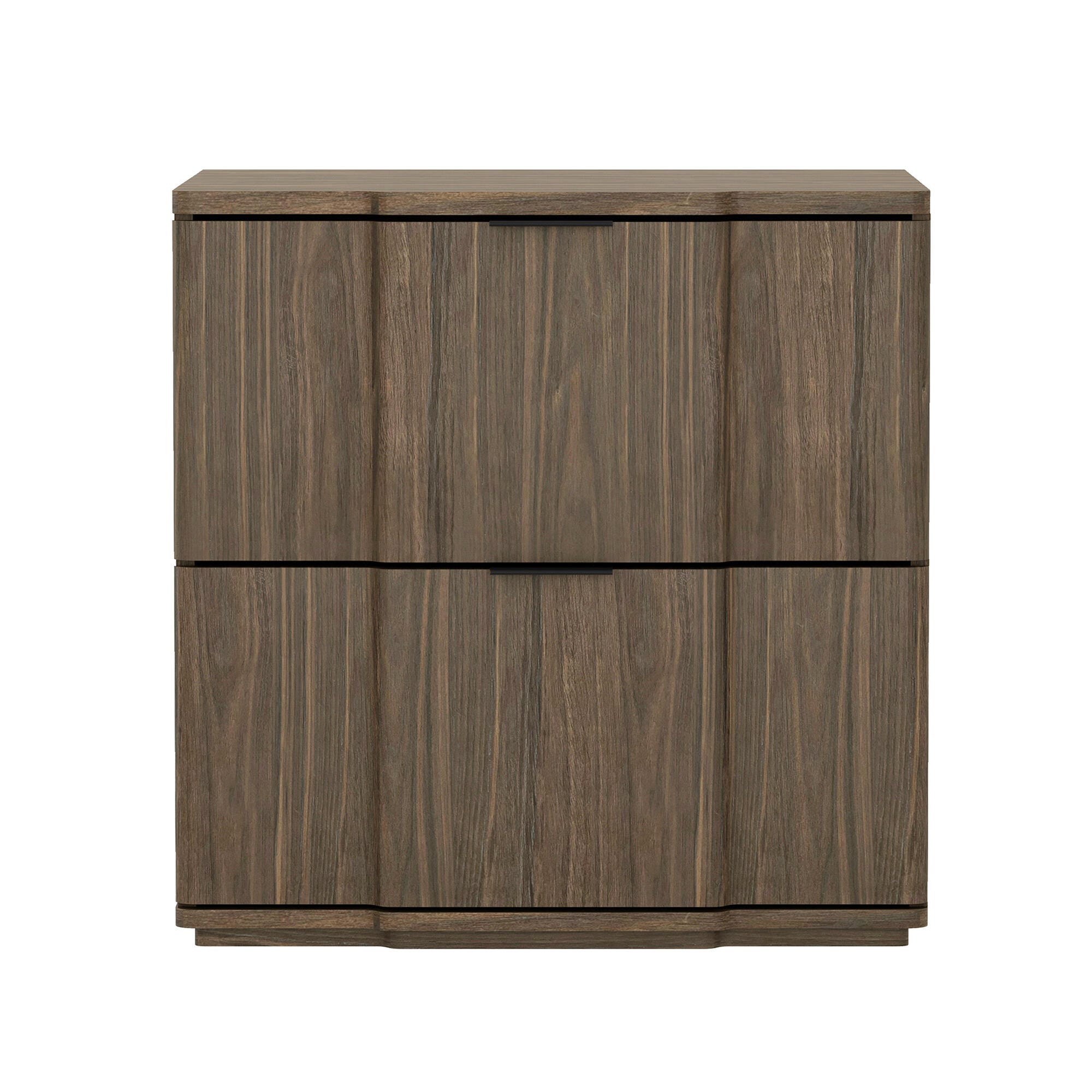 Manhattan Comfort Clive 22" 2 Drawer Nightstand, Walnut/Black, large