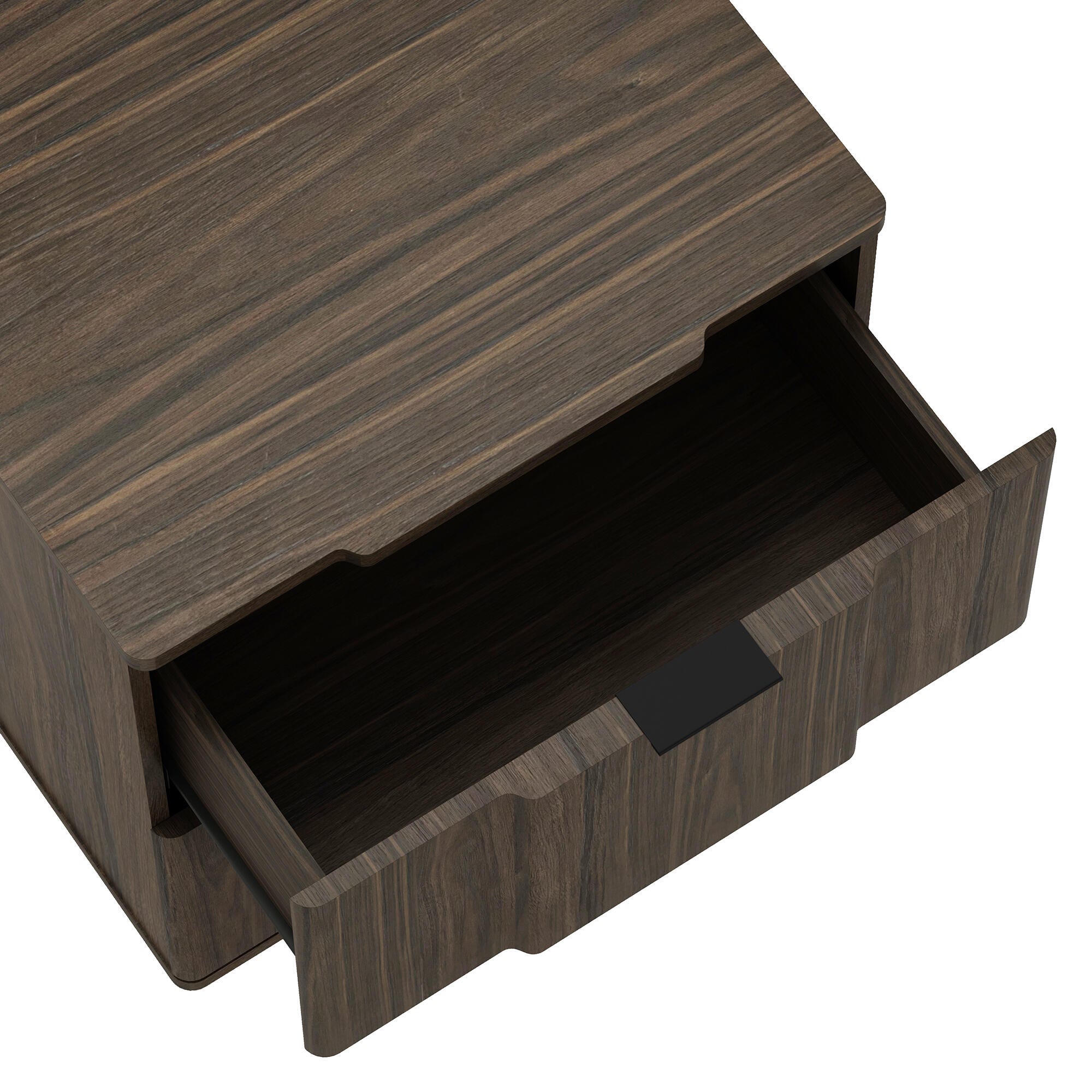 Manhattan Comfort Clive 22" 2 Drawer Nightstand, Walnut/Black, large