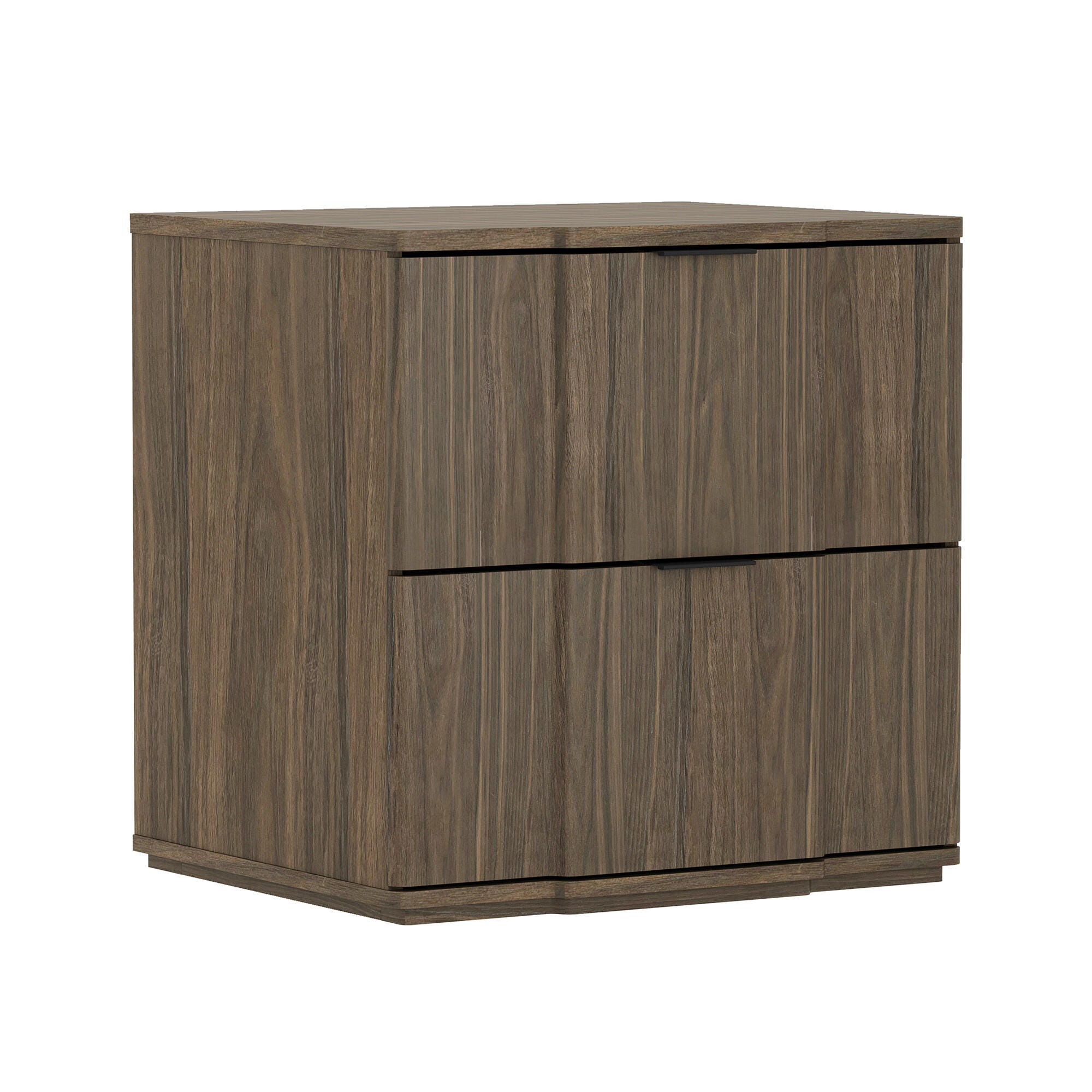 Manhattan Comfort Clive 22" 2 Drawer Nightstand, Walnut/Black, large