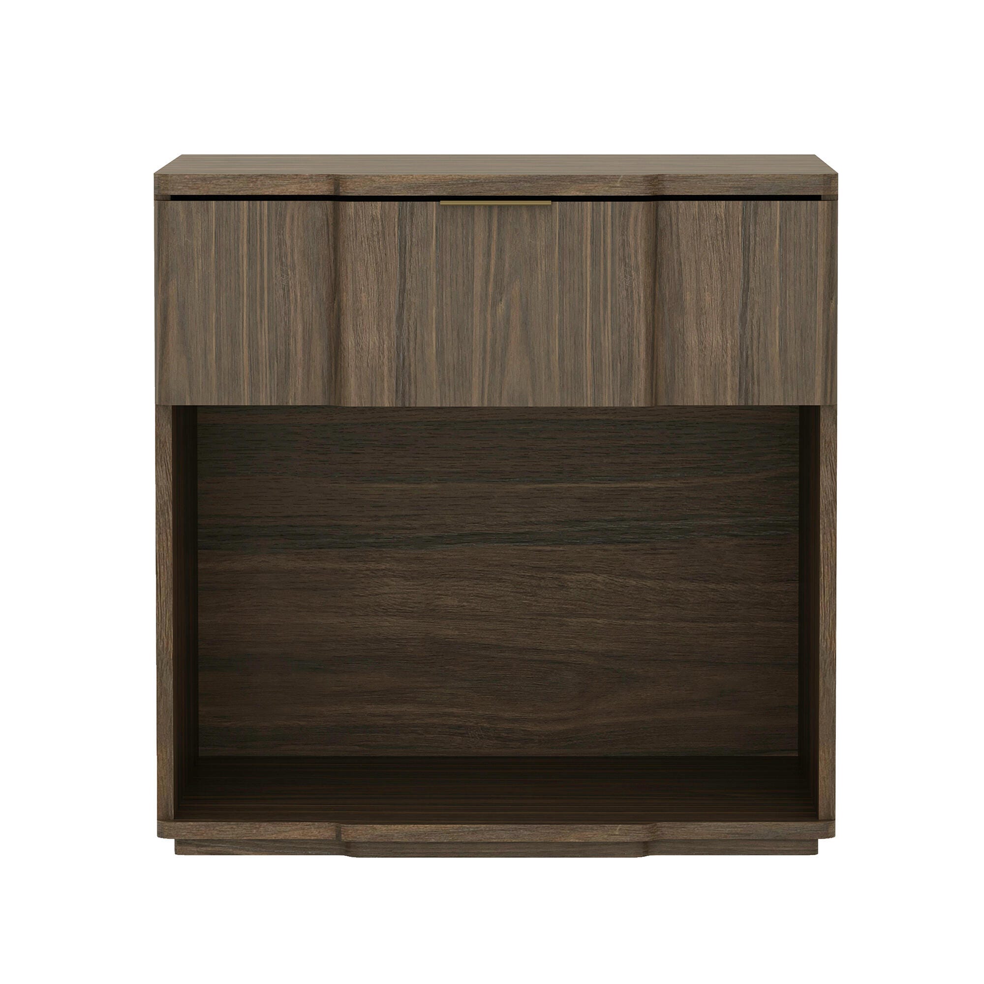 Manhattan Comfort Clive 22" 1 Drawer Nightstand, Walnut, large