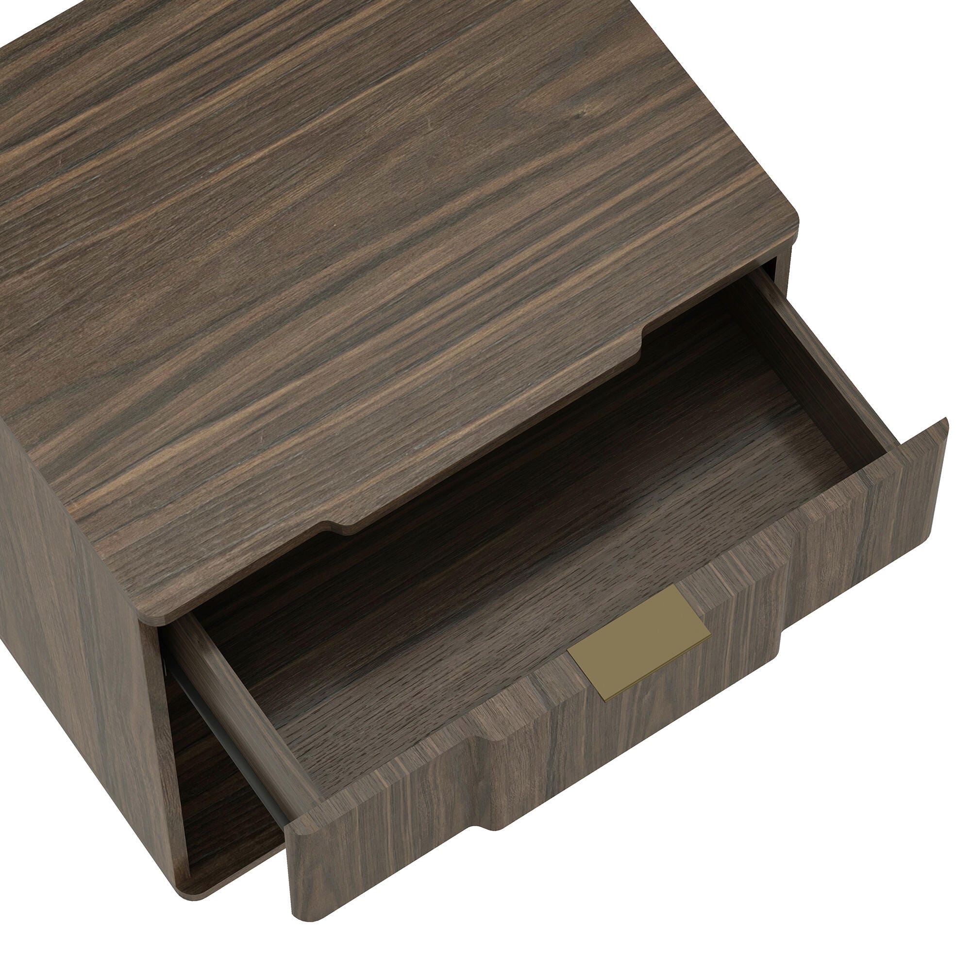 Manhattan Comfort Clive 22" 1 Drawer Nightstand, Walnut, large
