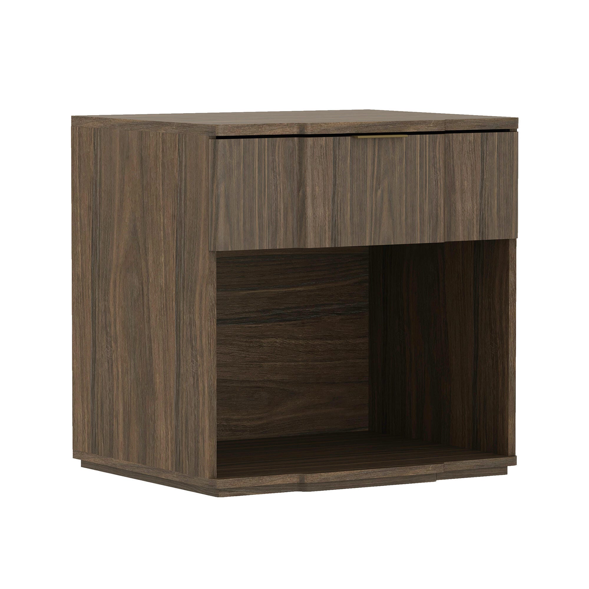 Manhattan Comfort Clive 22" 1 Drawer Nightstand, Walnut, large