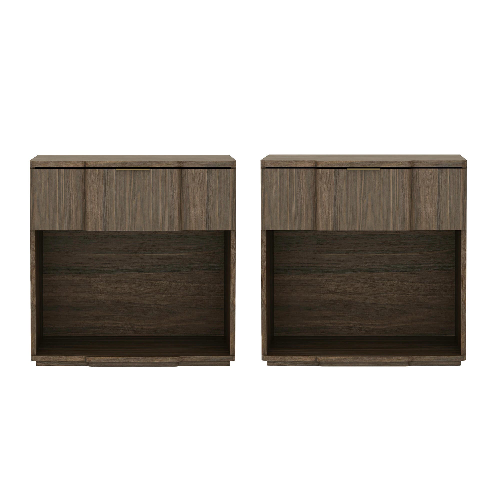 Manhattan Comfort Clive 22" 1 Drawer Nightstand, Walnut, large