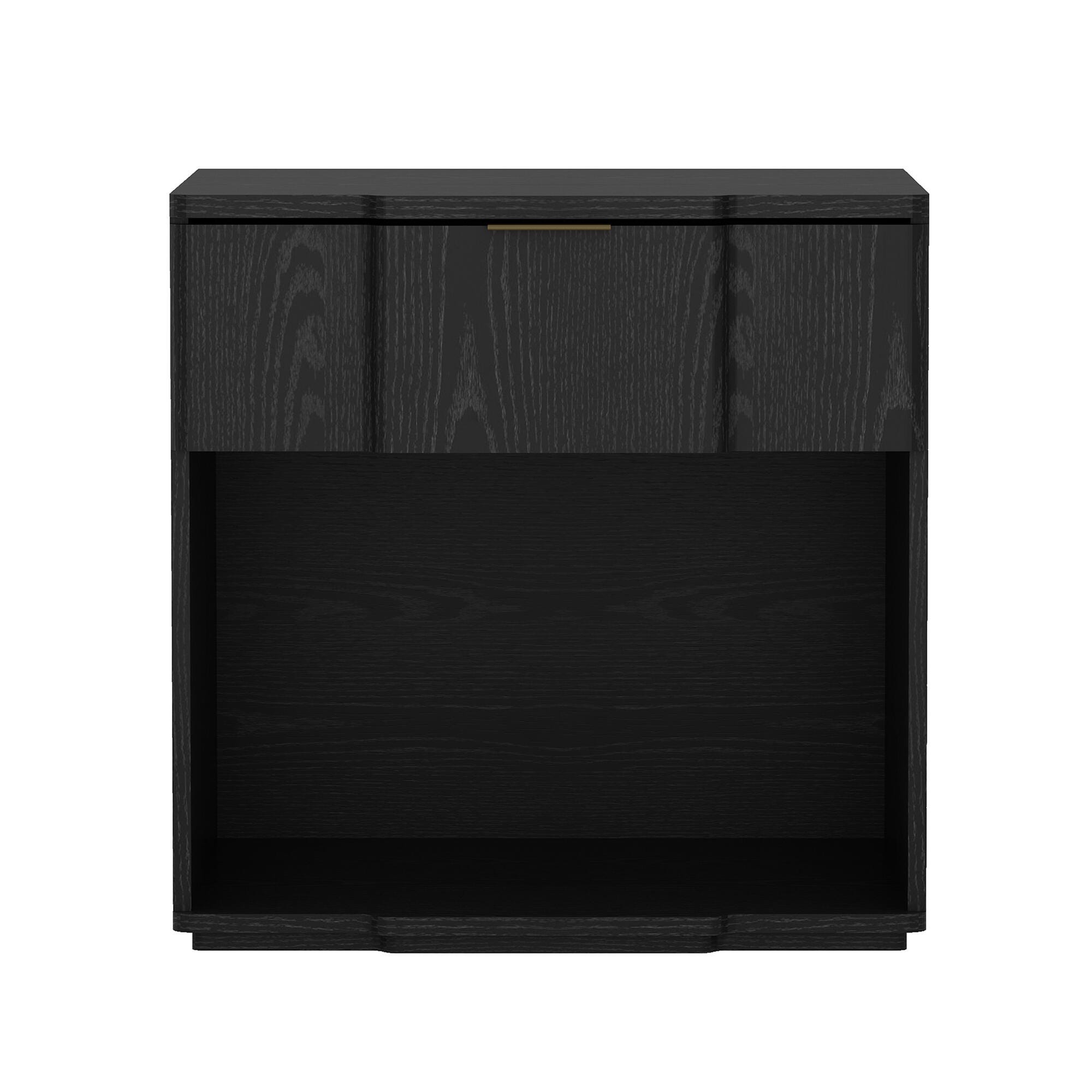 Manhattan Comfort Clive 22" 1 Drawer Nightstand, Black, large