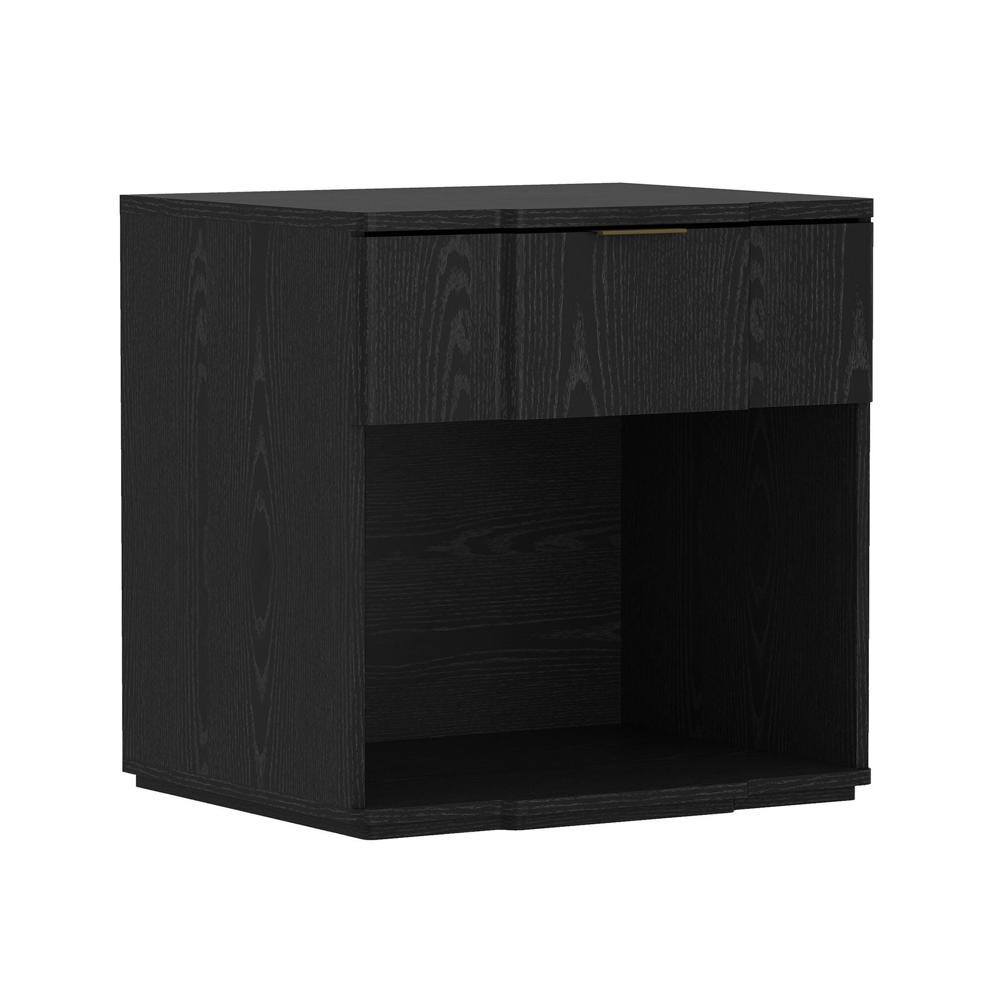 Manhattan Comfort Clive 22" 1 Drawer Nightstand, Black, large