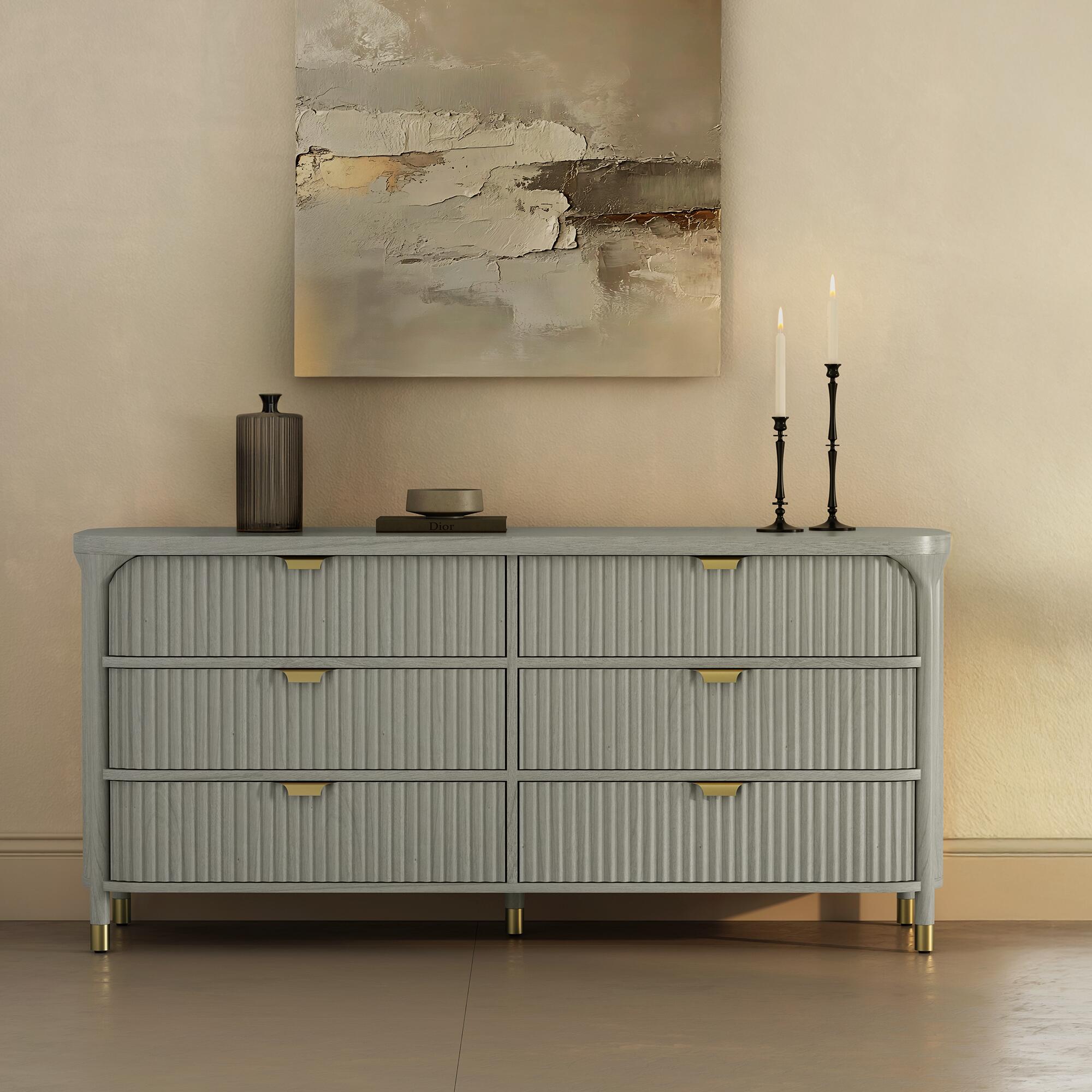 Manhattan Comfort Park 6 Drawer Dresser, Gray, rollover