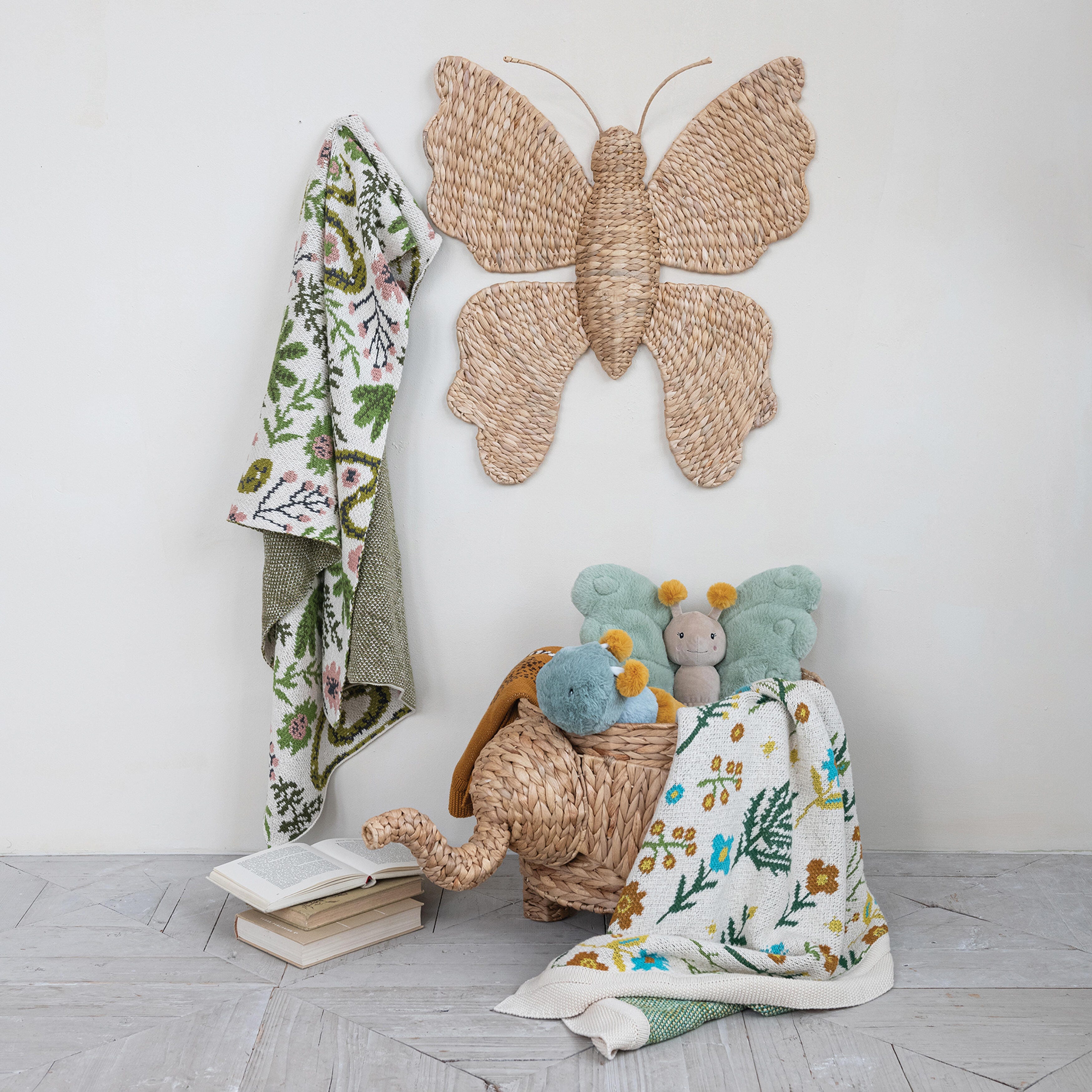 Storied Home Floral Printed Baby Blanket, , rollover