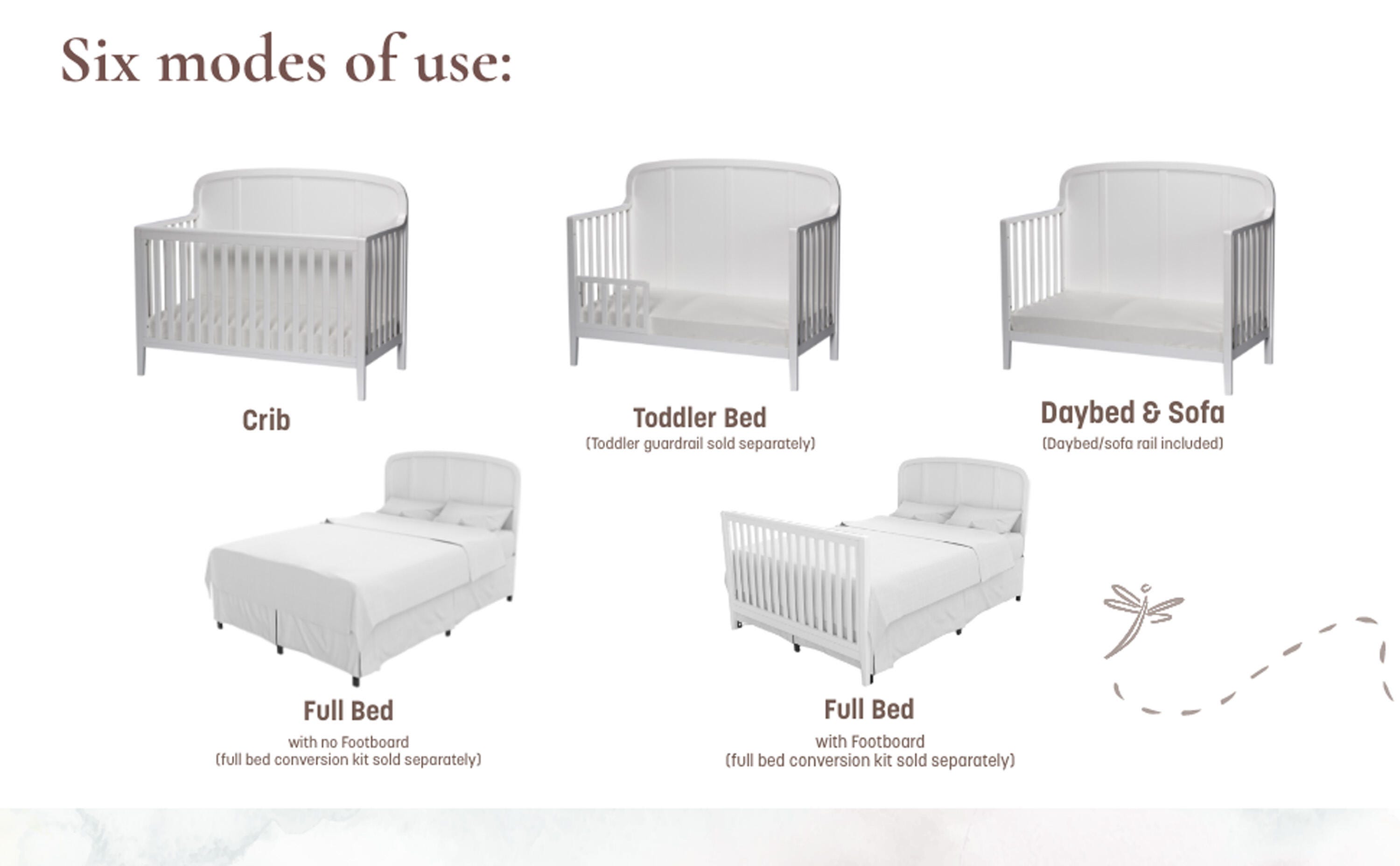 Little Seeds Briar 6-in-1 Convertible Crib, , large