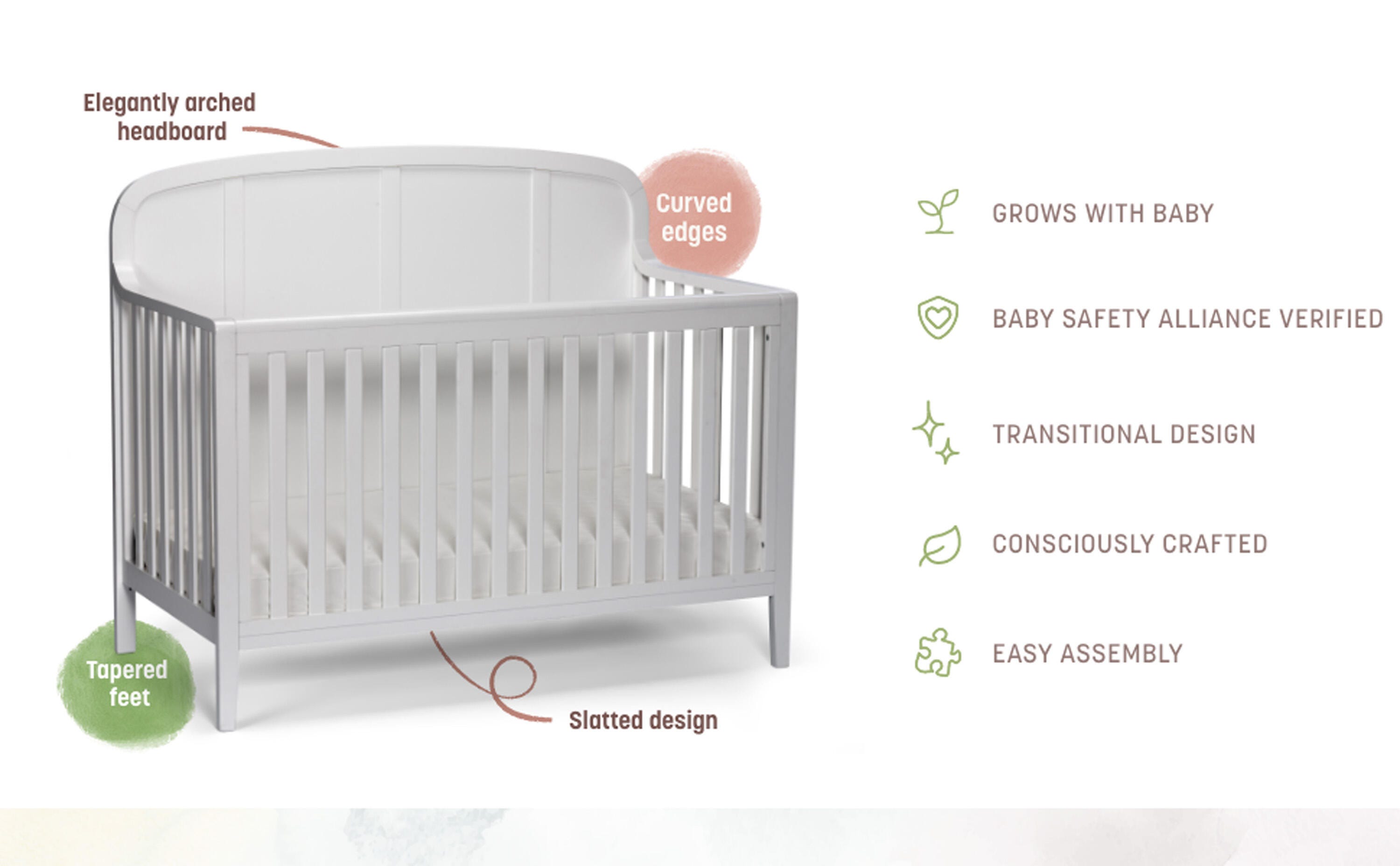 Little Seeds Briar 6-in-1 Convertible Crib, , large