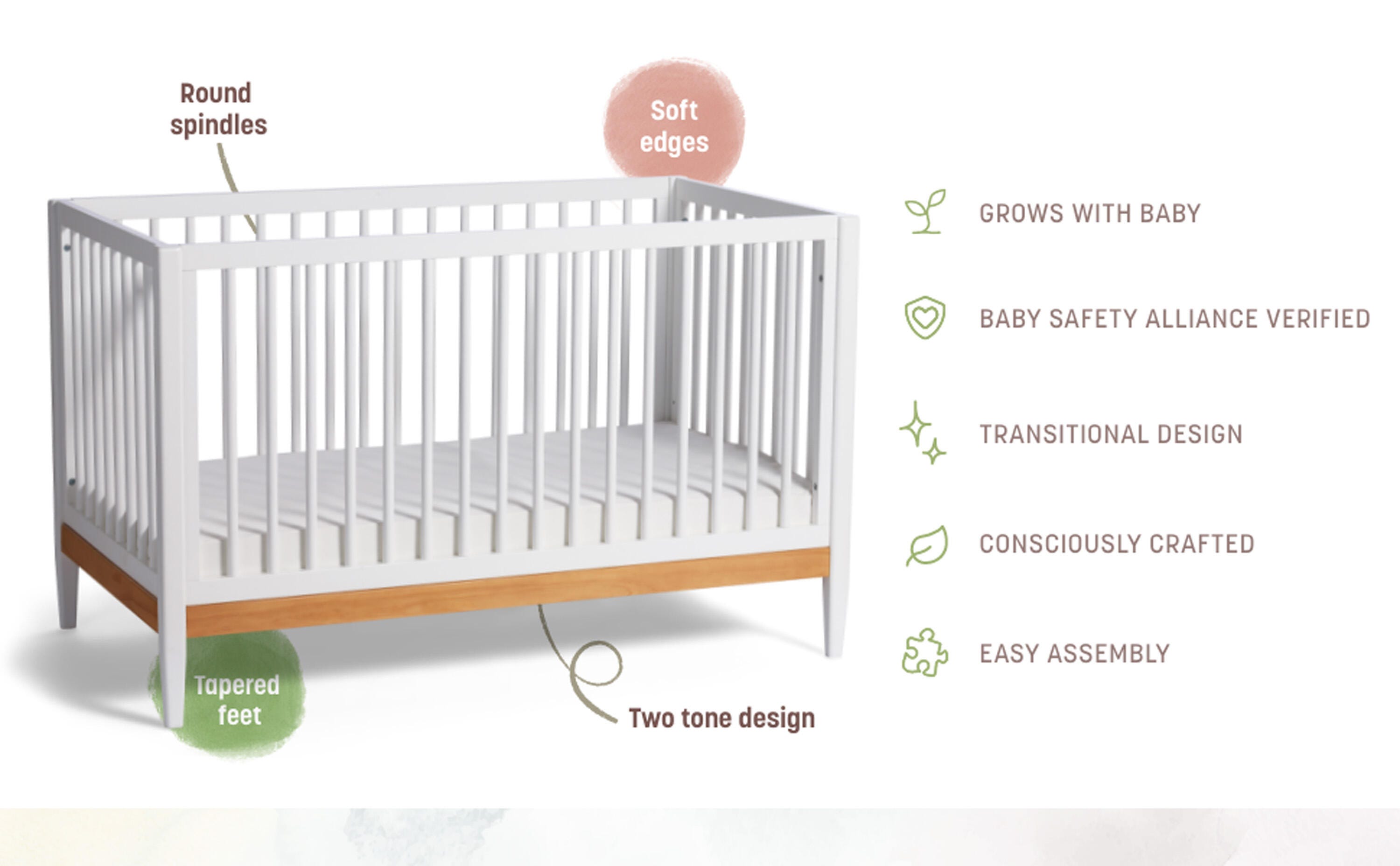 Little Seeds Clover 4-in-1 Convertible Crib, , large