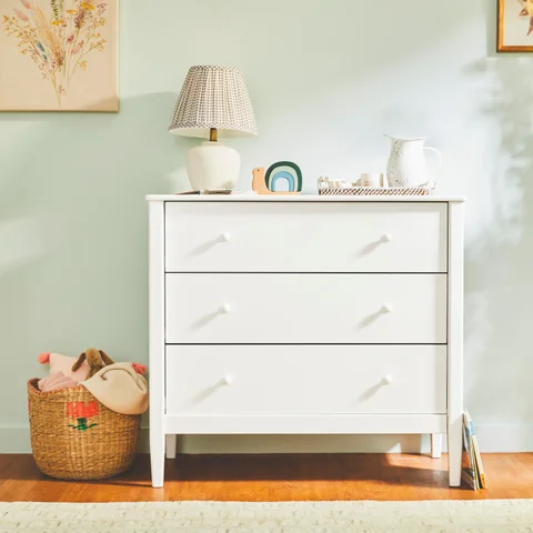 small three drawer dresser for Bedroom, 3 Dresser for Closet Organizers and Storage, Mid Century Modern Dresser for Living Room, Hallway, Vintage Oak Includes detailed instructions and all necessary hardware Wyeth 3 Drawer Dresser -