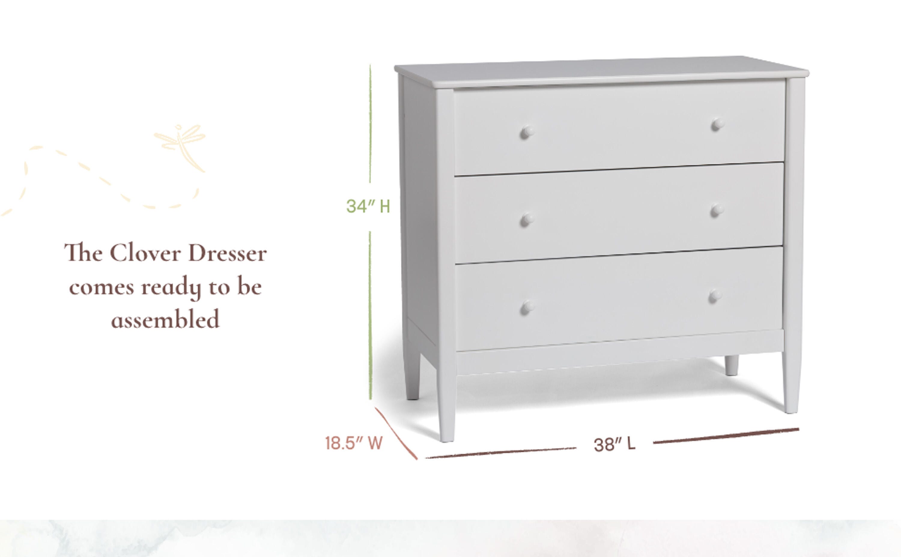 Little Seeds Clover 3 Drawer Dresser, , large