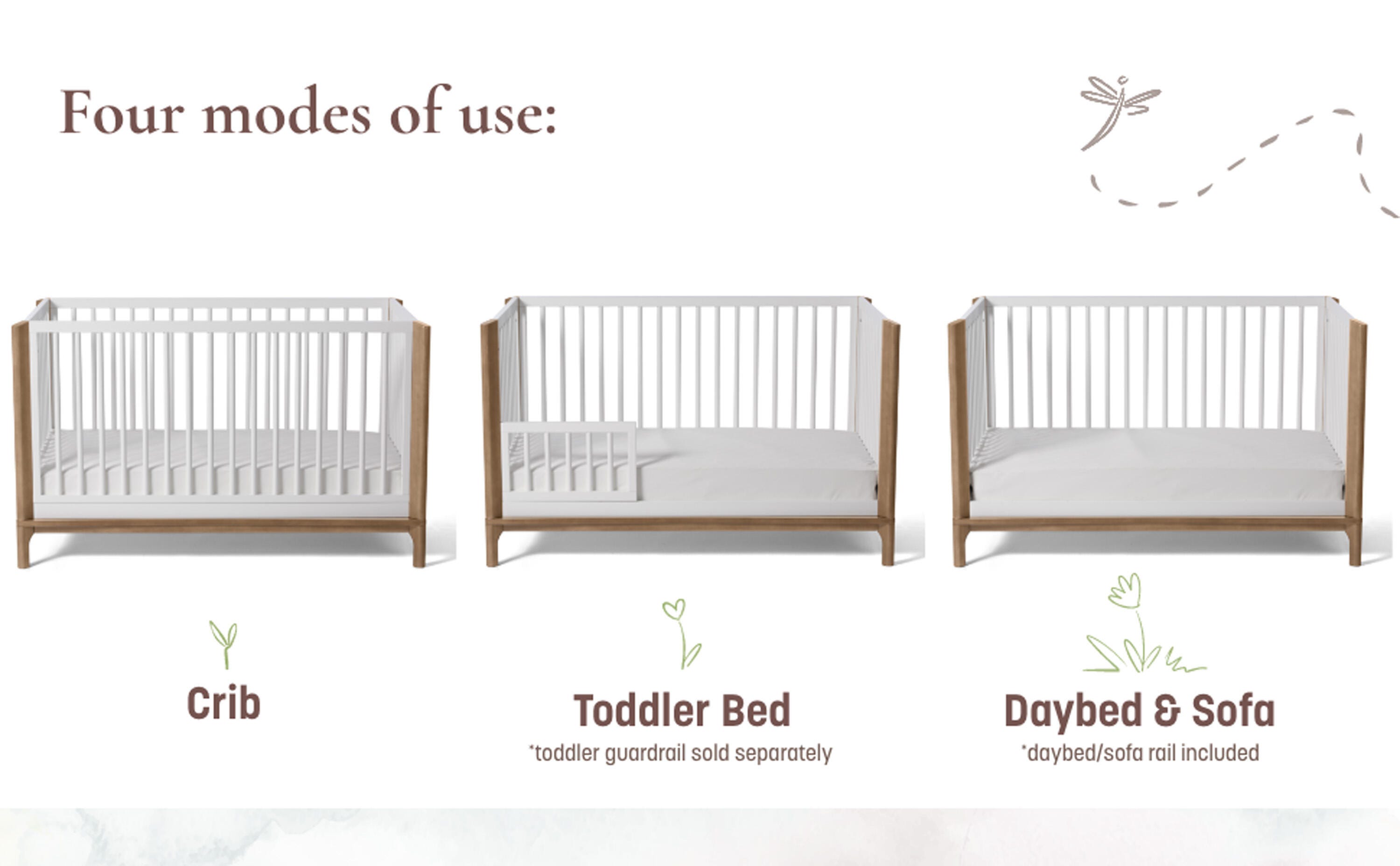 Little Seeds Laurel 4-in-1 Convertible Crib, , large