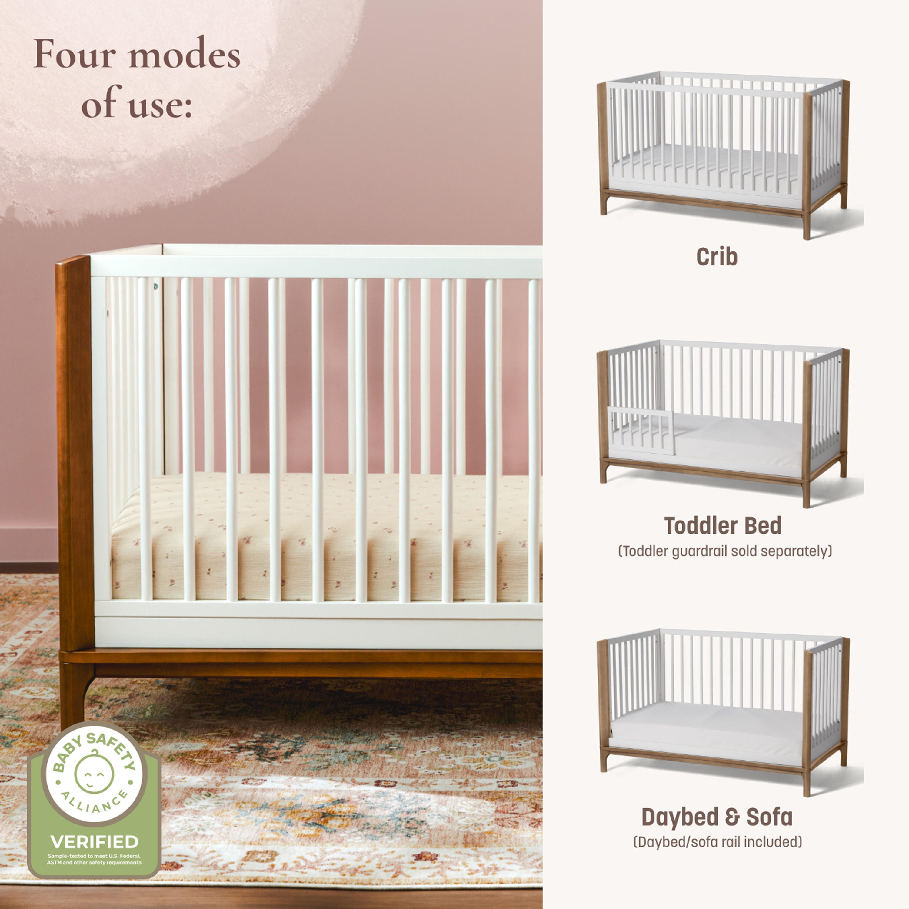Little Seeds Laurel 4-in-1 Convertible Crib, , large