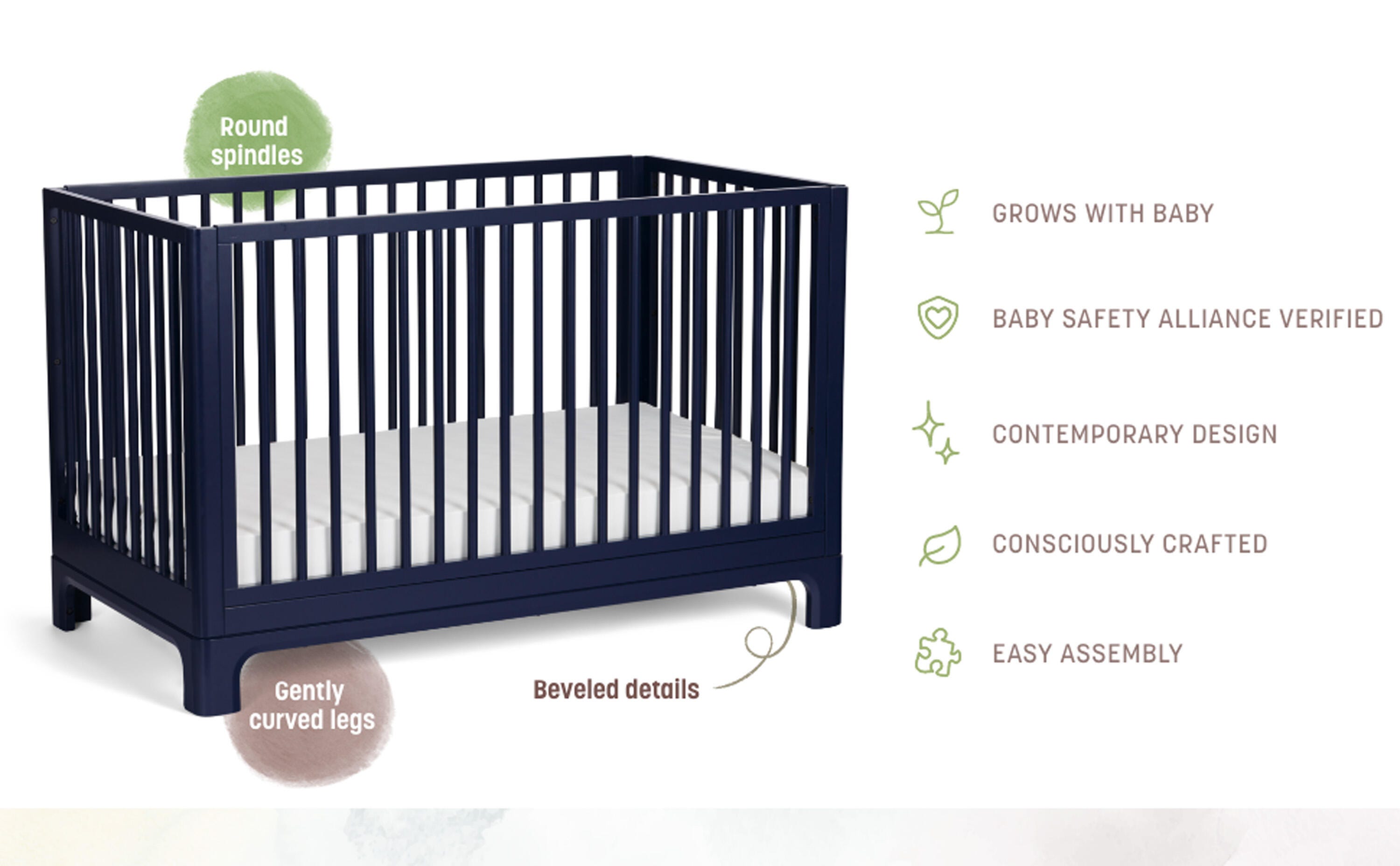 Little Seeds Posey 4-in-1 Convertible Crib, , large