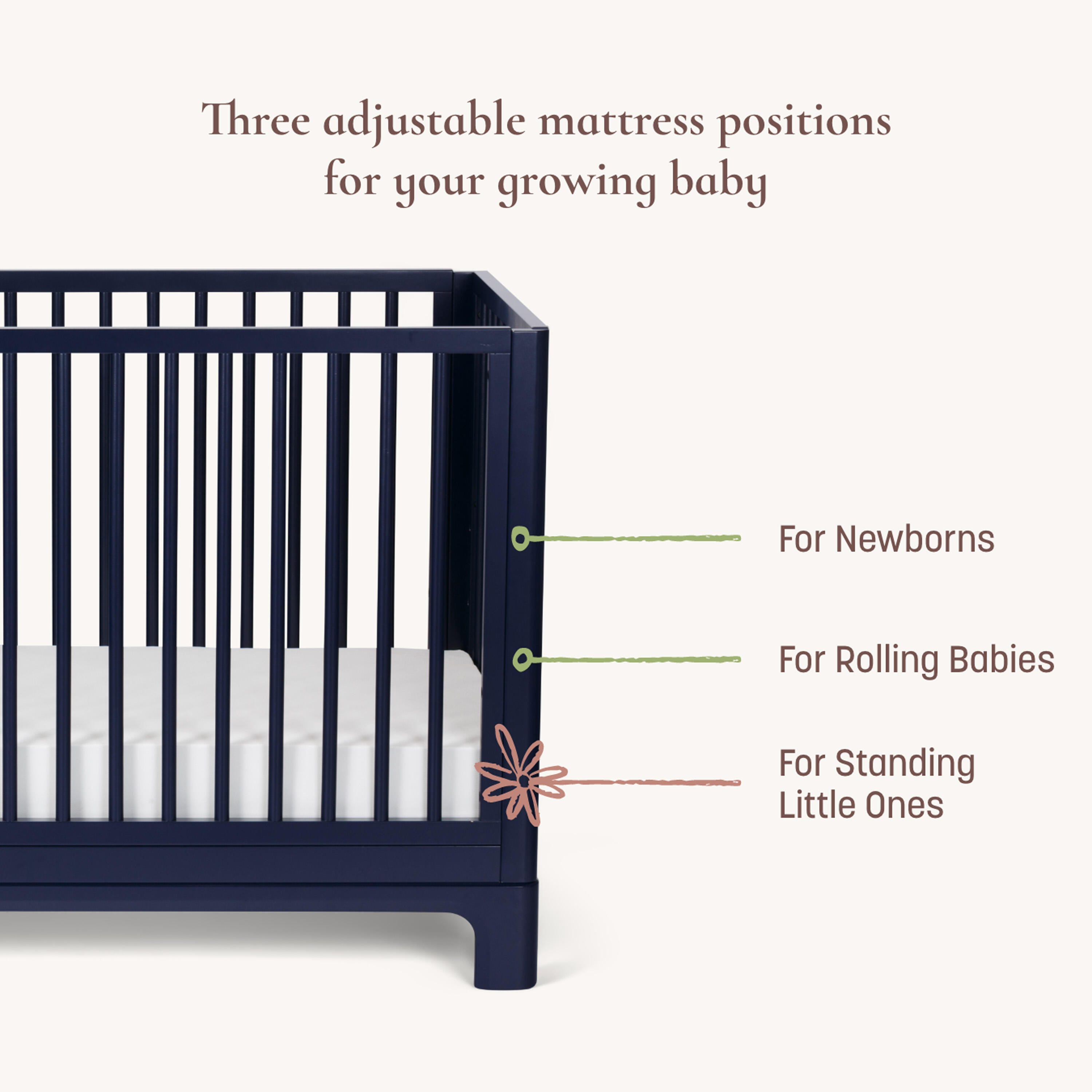 Little Seeds Posey 4-in-1 Convertible Crib, , large