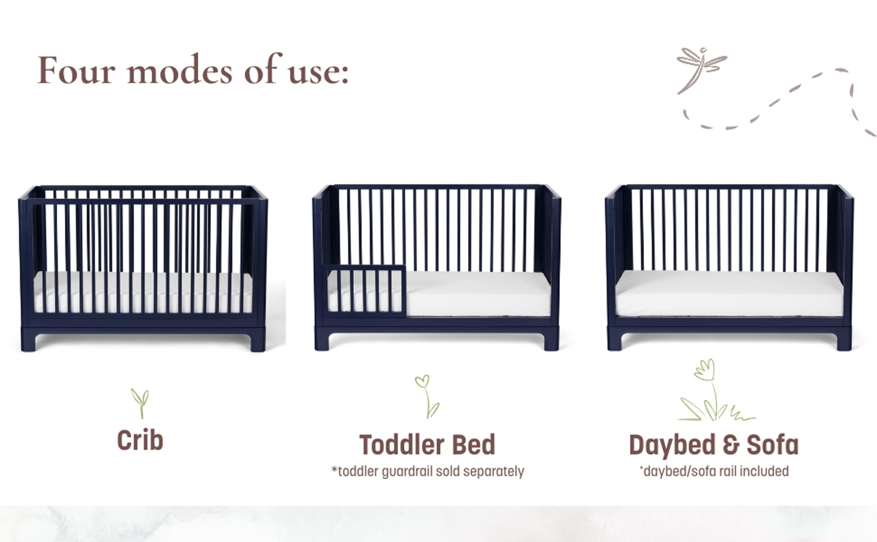 Little Seeds Posey 4-in-1 Convertible Crib, , large
